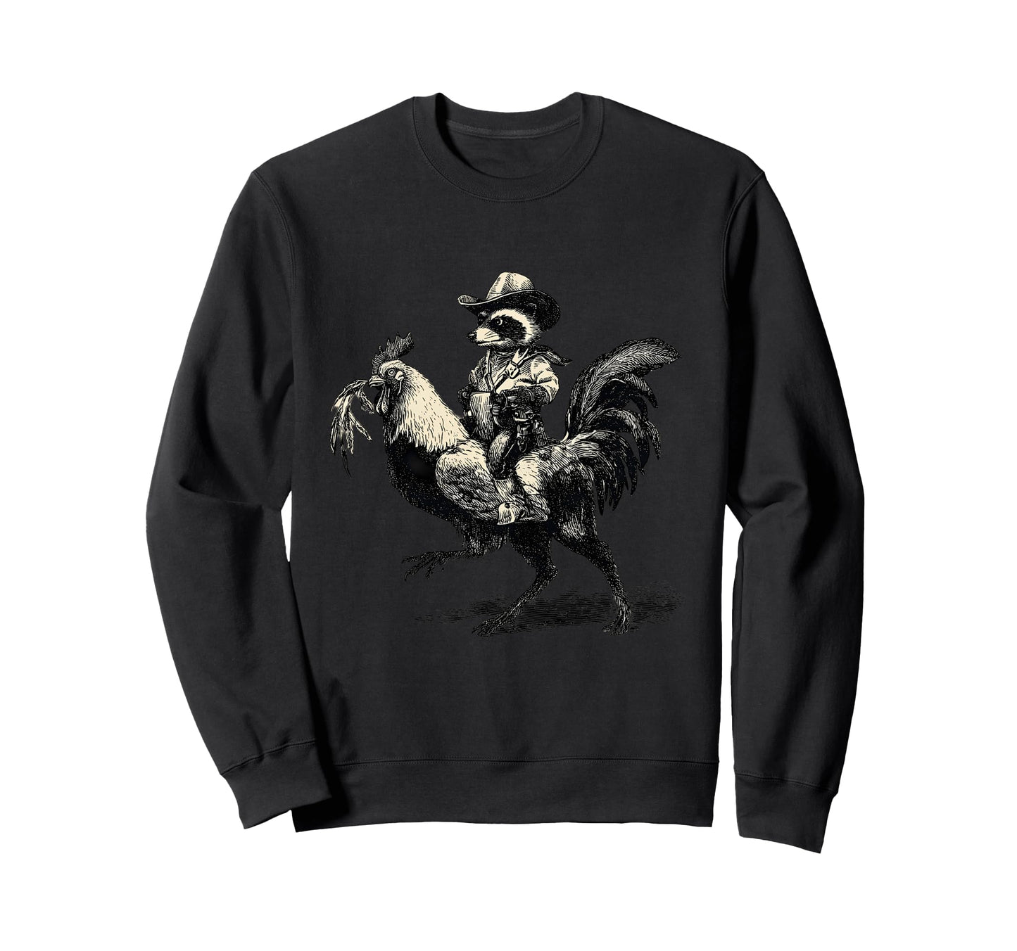 Raccoon Cowboy Rodeo Cowgirl Western Sweatshirt - Minimalist Print Unisex - T-Shirt, Sweatshirt, Hoodie