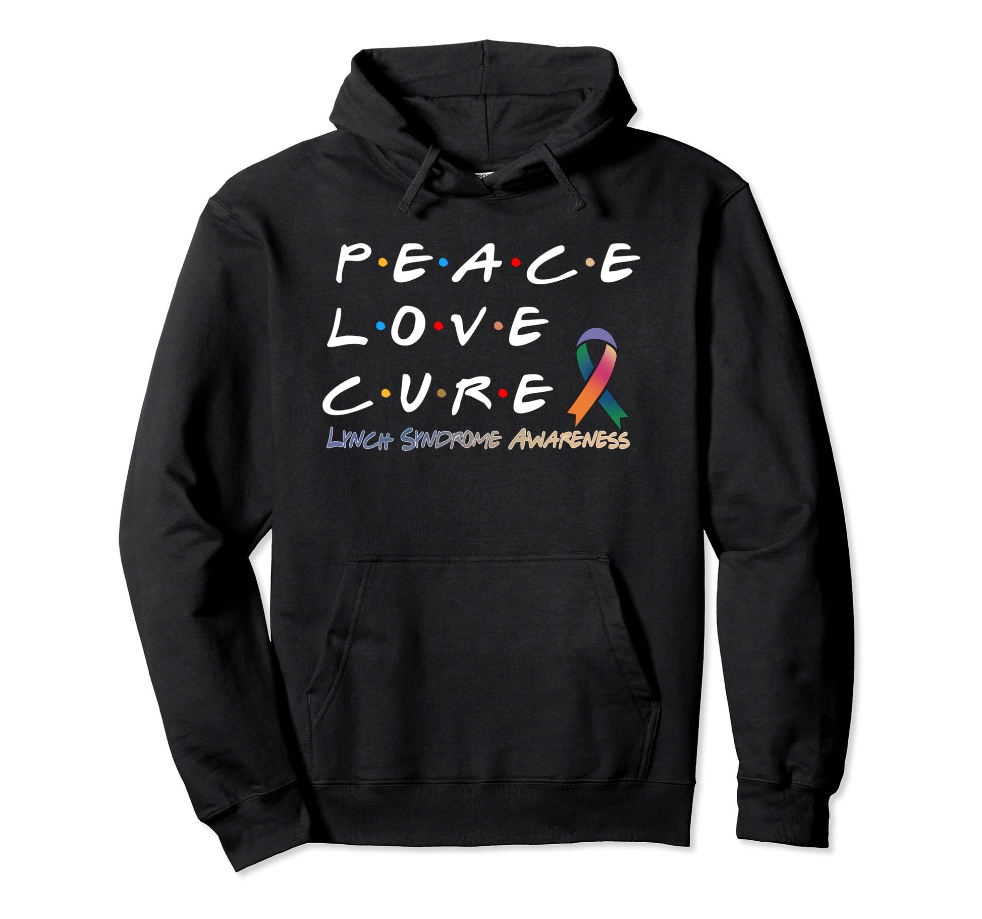Lynch Syndrome Awareness Peace Love Cure Hoodie - Trendy Graphic Unisex - T-Shirt, Sweatshirt, Hoodie