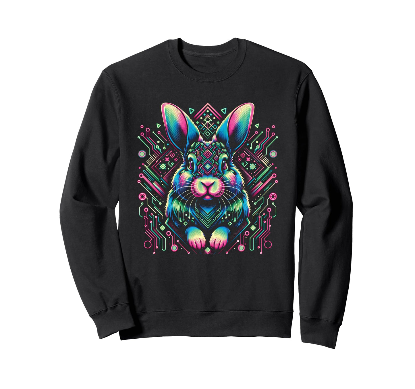 Vaporwave Bunny Rabbit Cyberpunk Art Sweatshirt - Streetwear Style Unisex - T-Shirt, Sweatshirt, Hoodie
