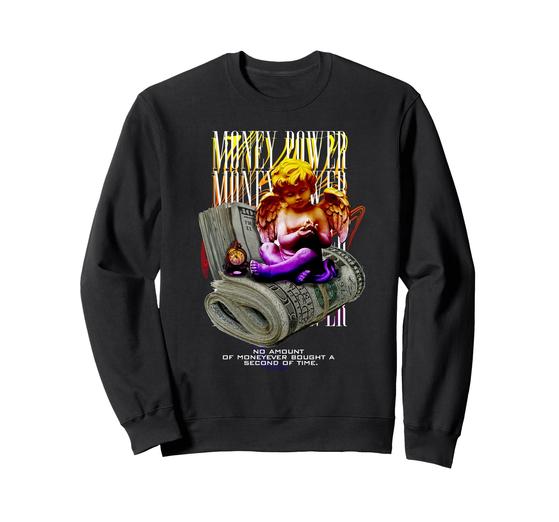 Angel Money Power Time Aesthetic Edgy Sweatshirt - Unique Graphic Unisex - T-Shirt, Sweatshirt, Hoodie