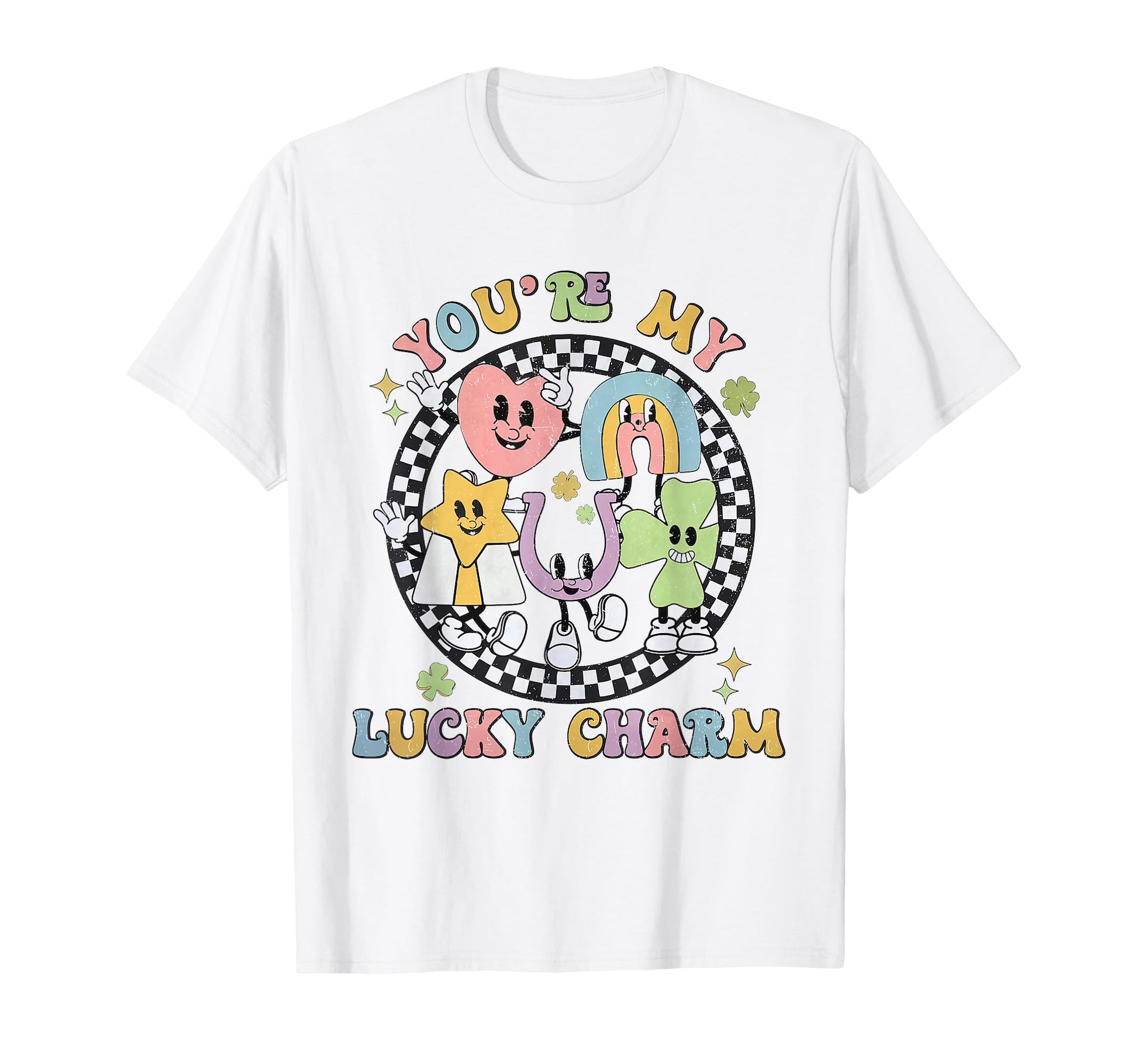 Youre My Lucky Charm Shamrock Checkered T-Shirt - Graphic Print Men Women - T-Shirt, Sweatshirt, Hoodie