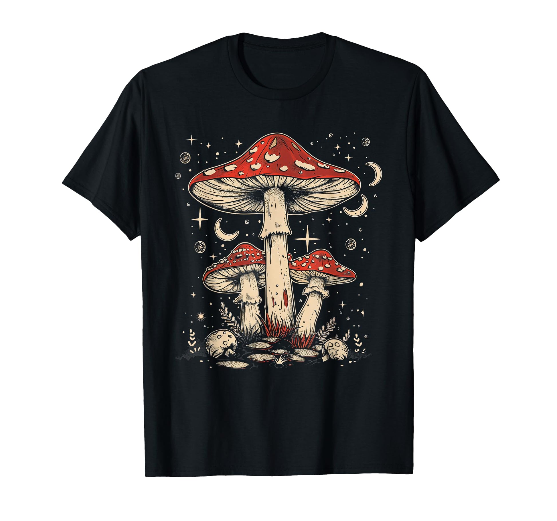 Boho Hippie Mushrooms Natural T-Shirt - Trendy Graphic Men Women - T-Shirt, Sweatshirt, Hoodie