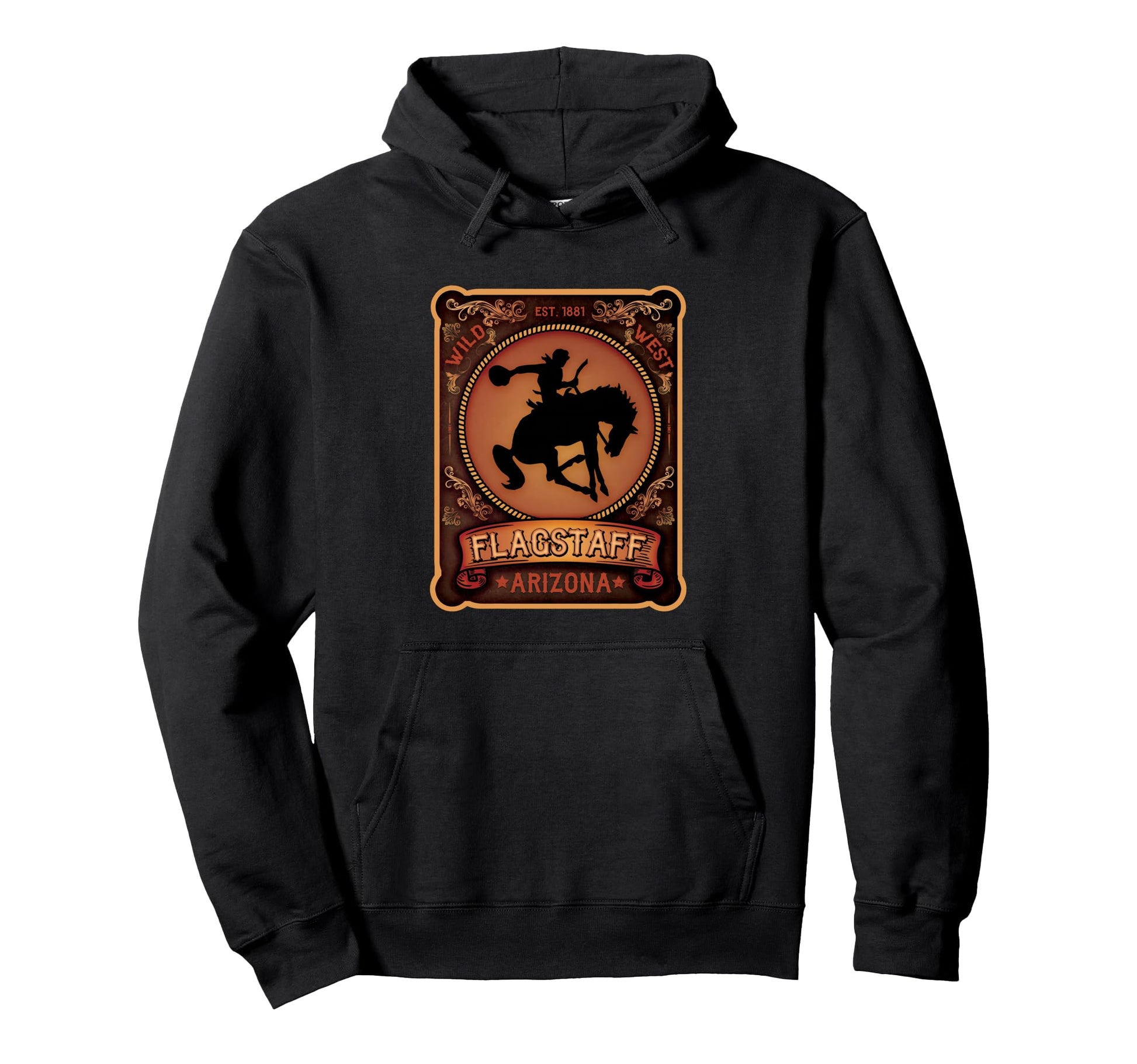 Flagstaff Arizona Cowboy Western Hoodie - Streetwear Style for Adults - T-Shirt, Sweatshirt, Hoodie