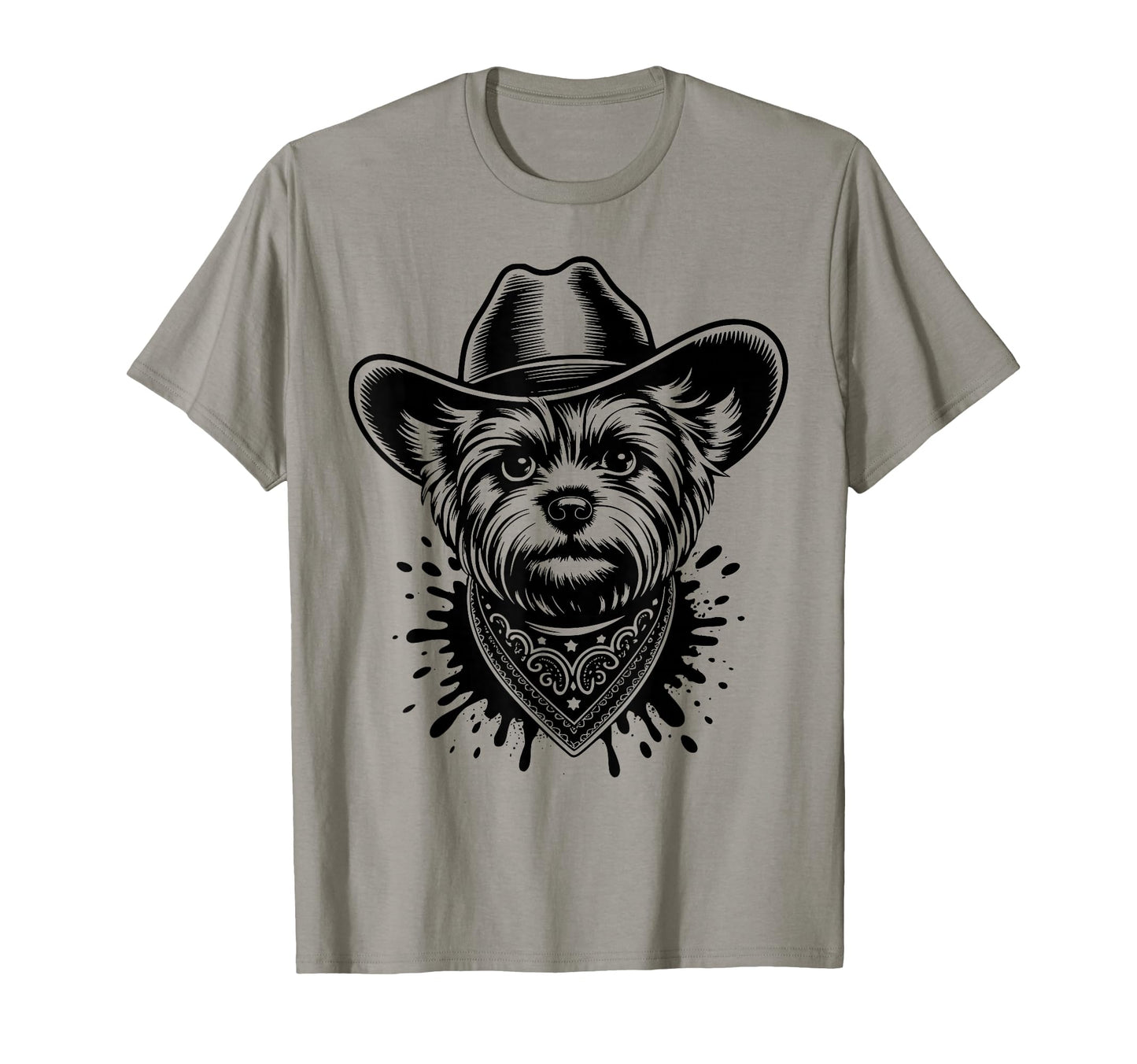 Funny Cowboy Yorkshire Terrier T-Shirt - Custom Art Print for Adults - T-Shirt, Sweatshirt, Hoodie