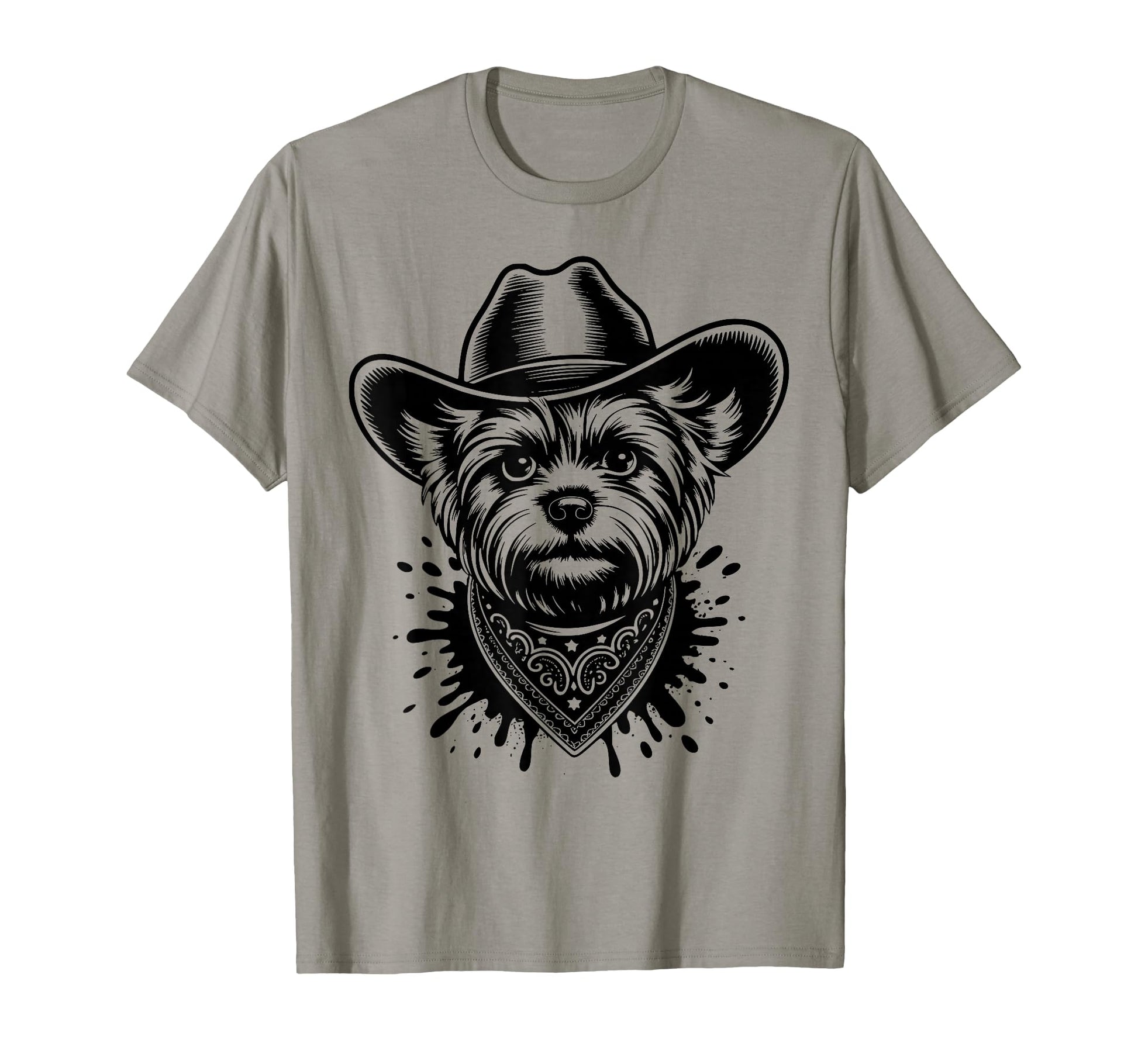 Funny Cowboy Yorkshire Terrier T-Shirt - Custom Art Print for Adults - T-Shirt, Sweatshirt, Hoodie