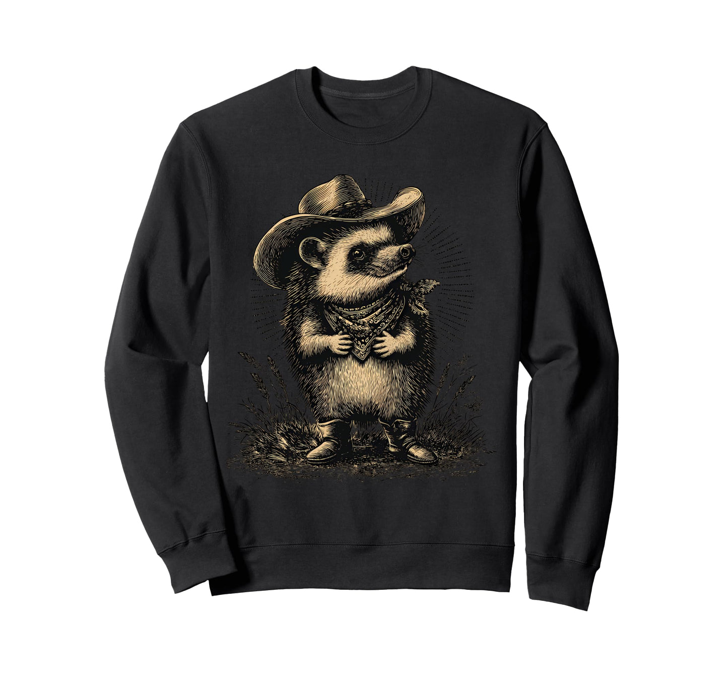 Country Cowboy Hedgehog Rodeo Sweatshirt - Fun Novelty Design for Adults - T-Shirt, Sweatshirt, Hoodie