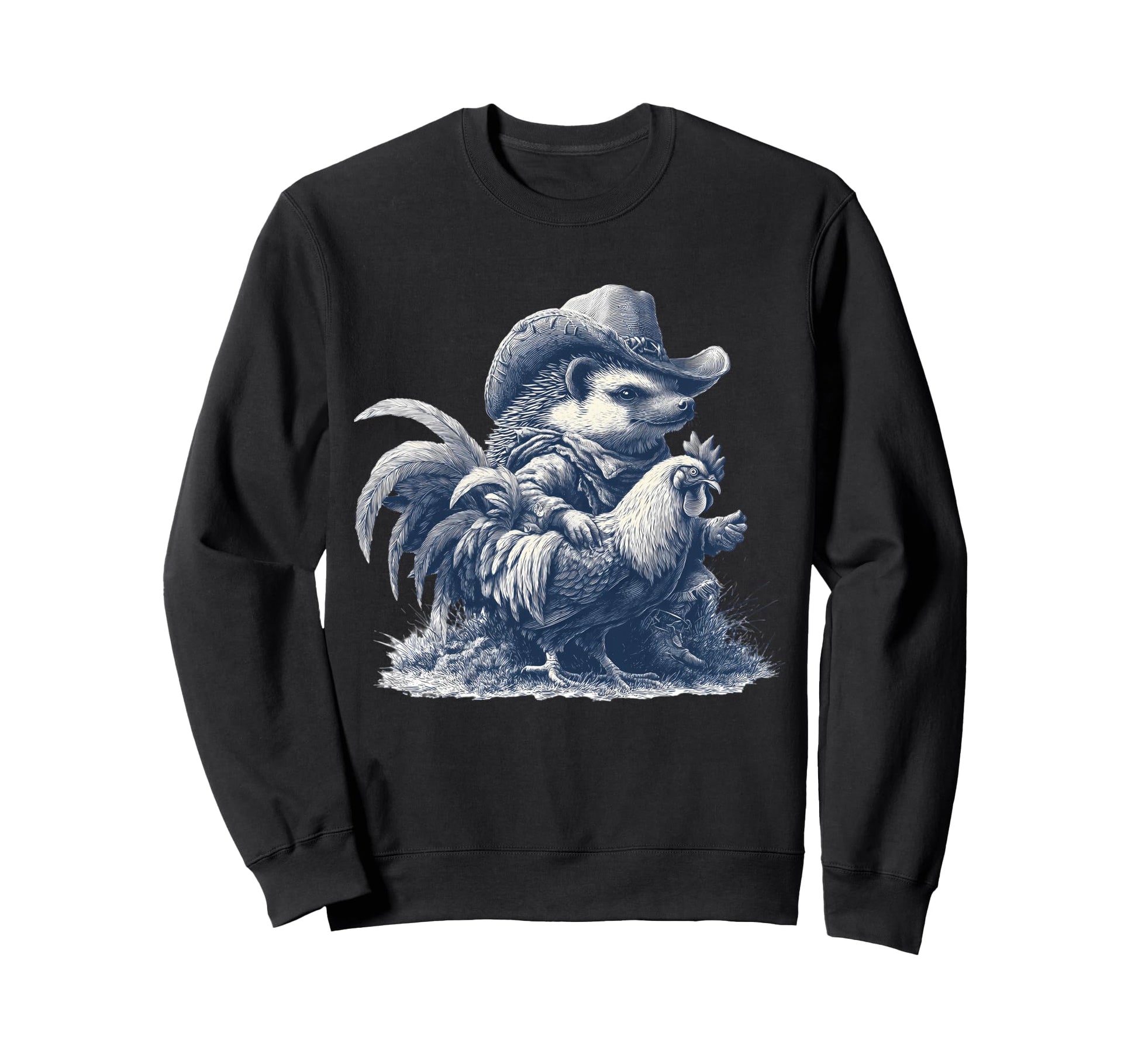 Country Cowboy Hedgehog Rodeo Sweatshirt - Custom Art Print Men Women - T-Shirt, Sweatshirt, Hoodie