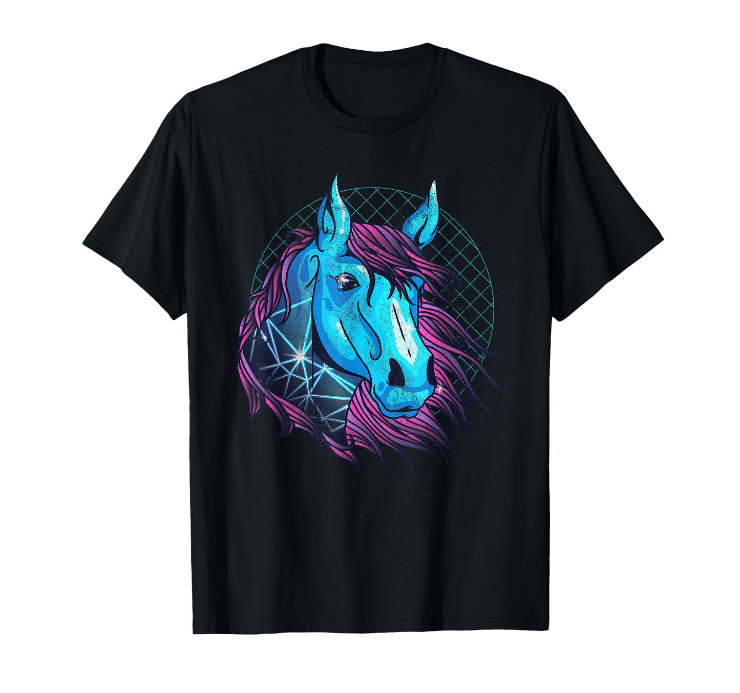 Horse Face Vaporwave Aesthetic Art T-Shirt - Novelty Apparel for Adults - T-Shirt, Sweatshirt, Hoodie