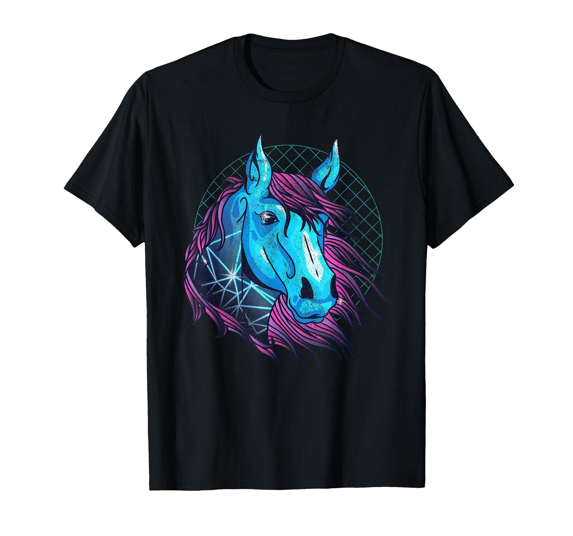 Horse Face Vaporwave Aesthetic Art T-Shirt - Novelty Apparel for Adults - T-Shirt, Sweatshirt, Hoodie