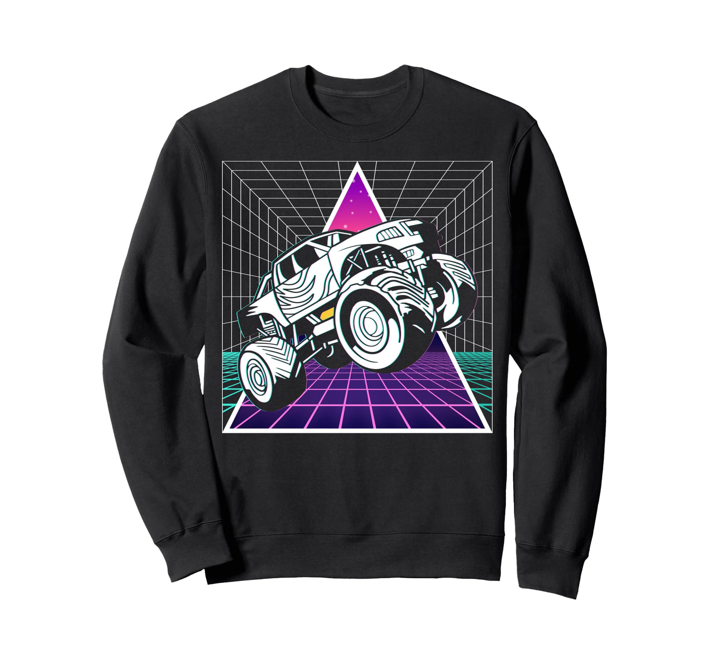 Vaporwave Aesthetic Monster Truck Offroad Sweatshirt - Graphic Print Unisex - T-Shirt, Sweatshirt, Hoodie