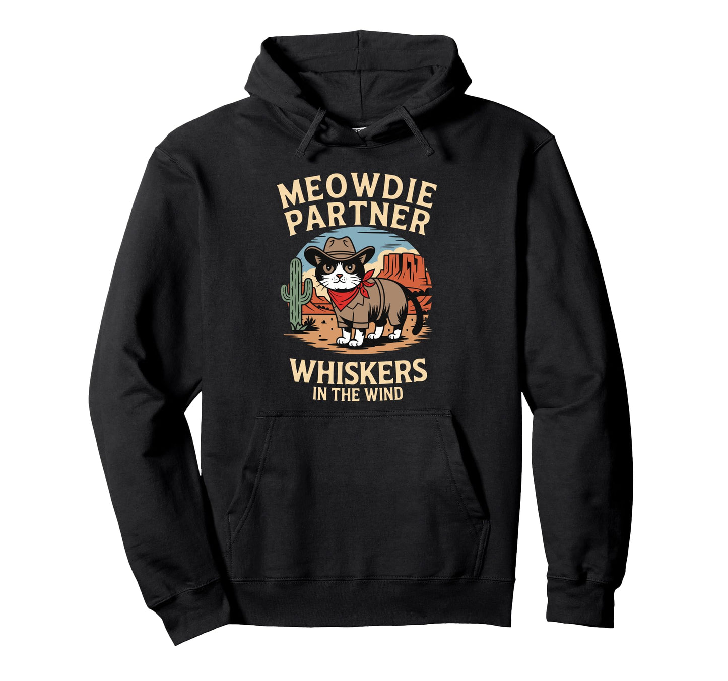 Cowboy Cat Meowdy Partner Cat Hoodie - Novelty Apparel Men Women - T-Shirt, Sweatshirt, Hoodie