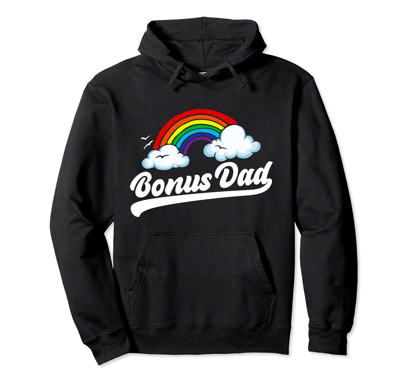 Bonus Dad Funny 80S Rainbow Stepdad Hoodie - Aesthetic Graphic Unisex - T-Shirt, Sweatshirt, Hoodie