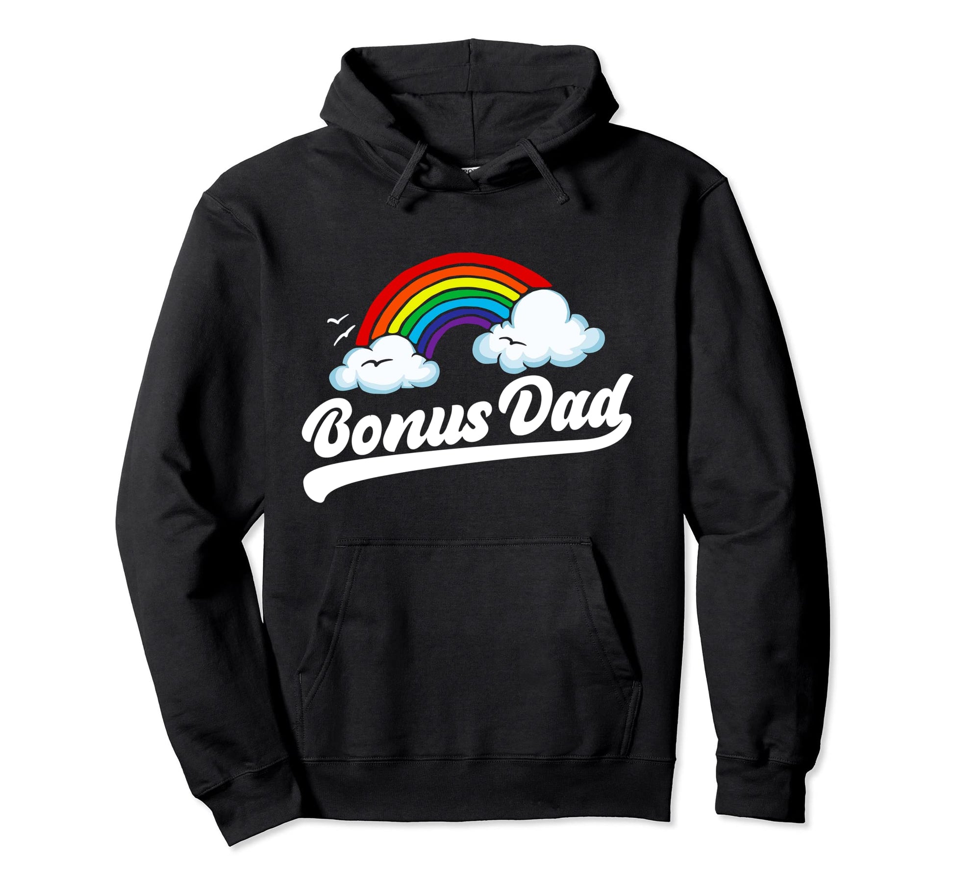 Bonus Dad Funny 80S Rainbow Stepdad Hoodie - Aesthetic Graphic Unisex - T-Shirt, Sweatshirt, Hoodie