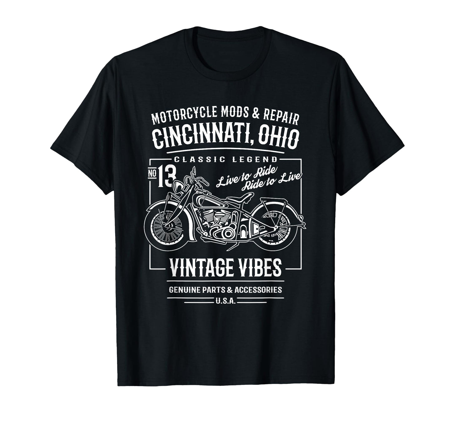 Cincinnati Oh Usa Distressed Motorcycle T-Shirt - Trendy Graphic for Adults - T-Shirt, Sweatshirt, Hoodie