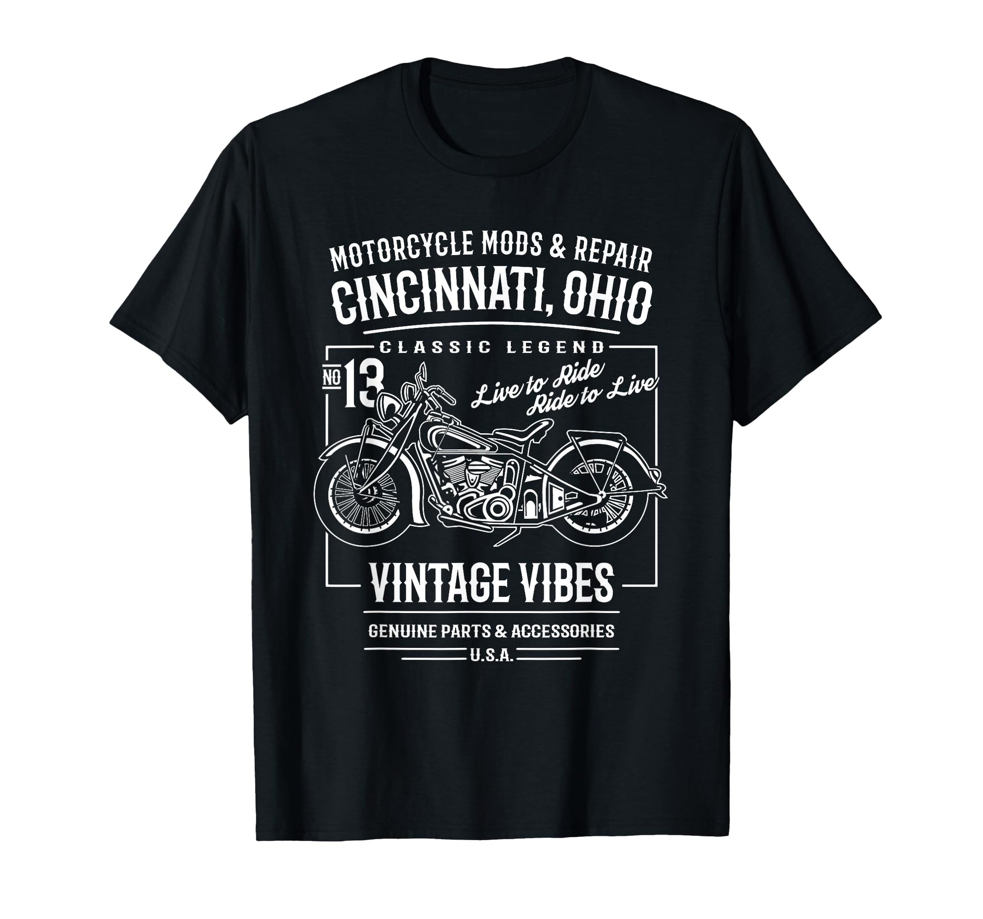 Cincinnati Oh Usa Distressed Motorcycle T-Shirt - Trendy Graphic for Adults - T-Shirt, Sweatshirt, Hoodie