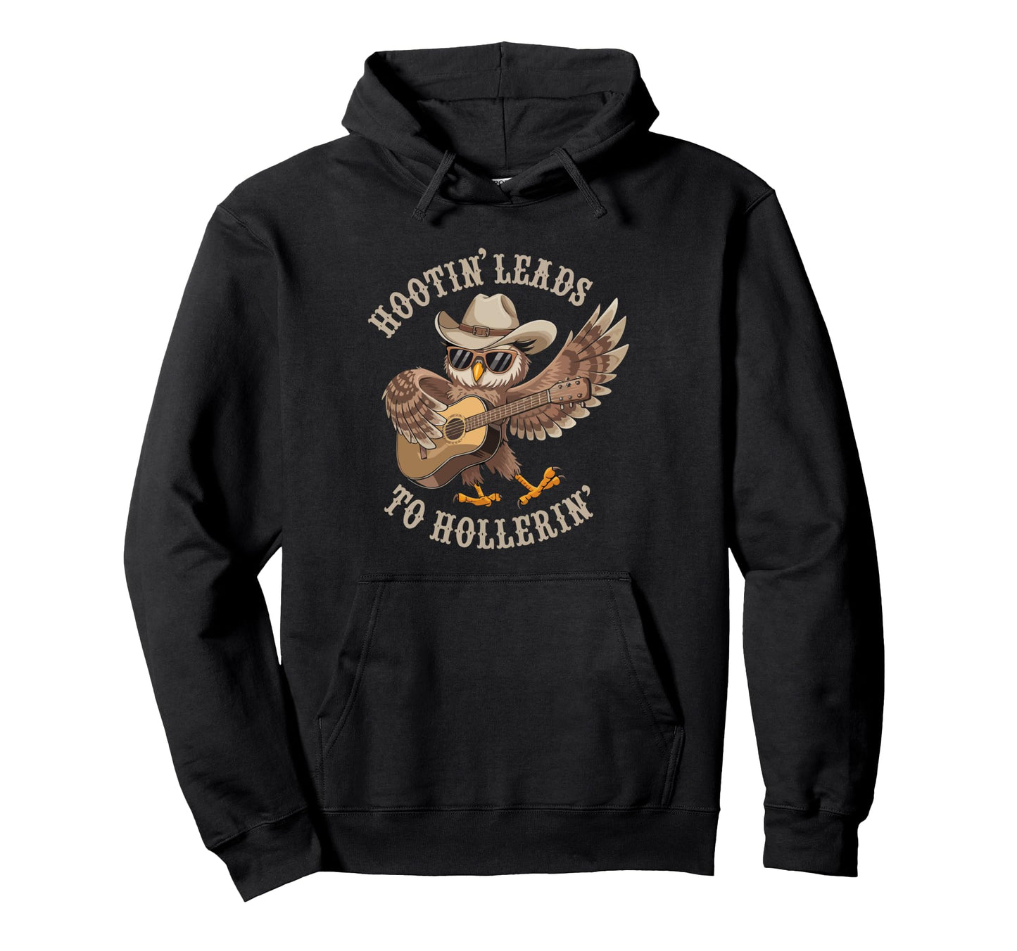 Hootin Leads To Hollerin Cowboy Owl Hoodie - Minimalist Print Men Women - T-Shirt, Sweatshirt, Hoodie
