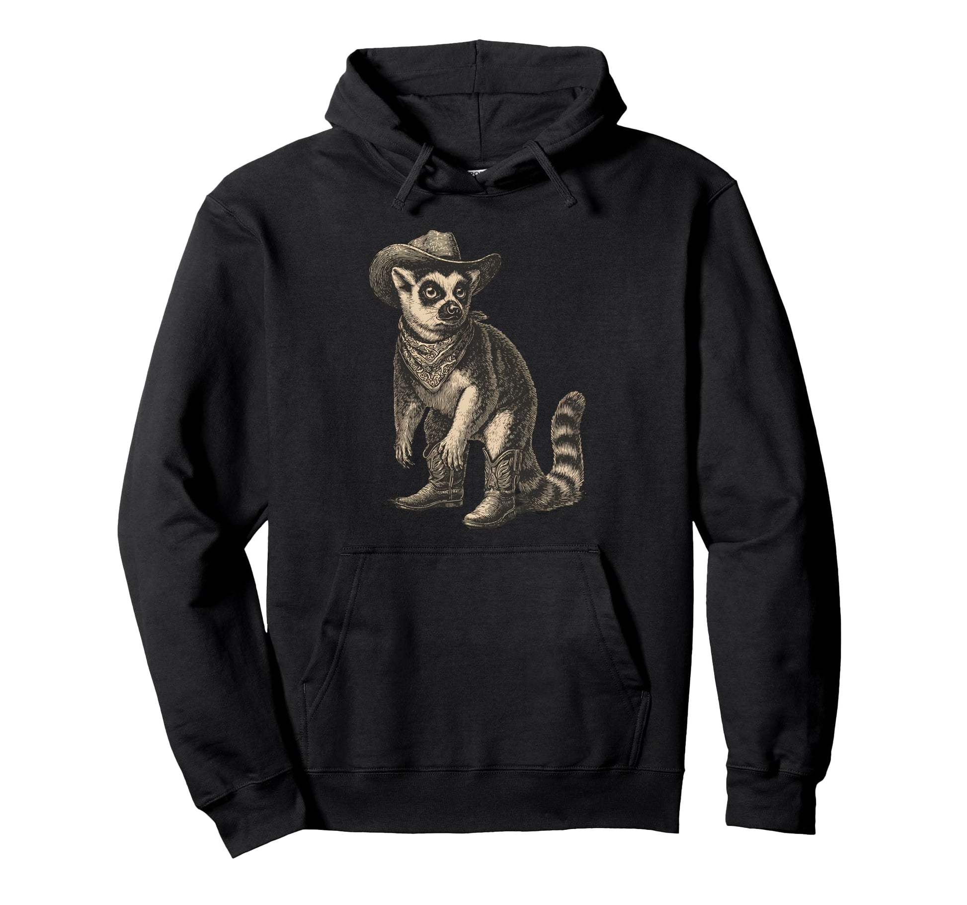 Country Cowboy Lemur Rodeo Cowgirl Western Hoodie - Custom Art Print Unisex - T-Shirt, Sweatshirt, Hoodie