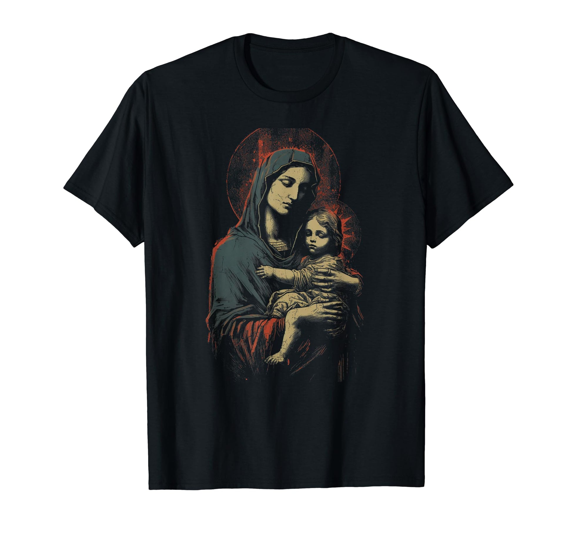 Mary Jesus Distressed 90S Goth Grunge T-Shirt - Fun Novelty Design Unisex - T-Shirt, Sweatshirt, Hoodie