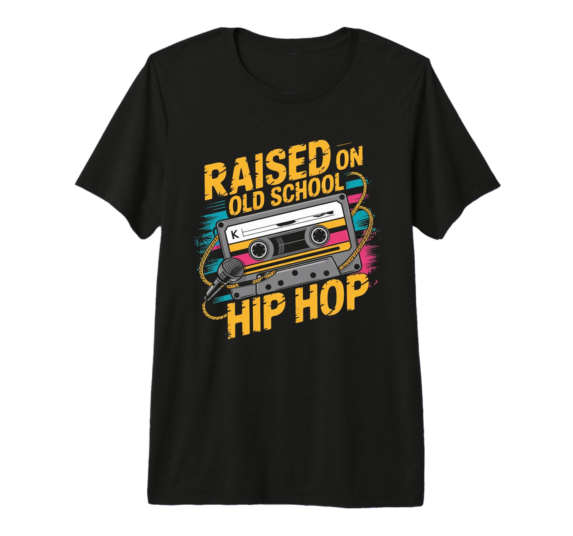 Raised Old School Hip Hop Cassette T-Shirt - Streetwear Style Unisex - T-Shirt, Sweatshirt, Hoodie