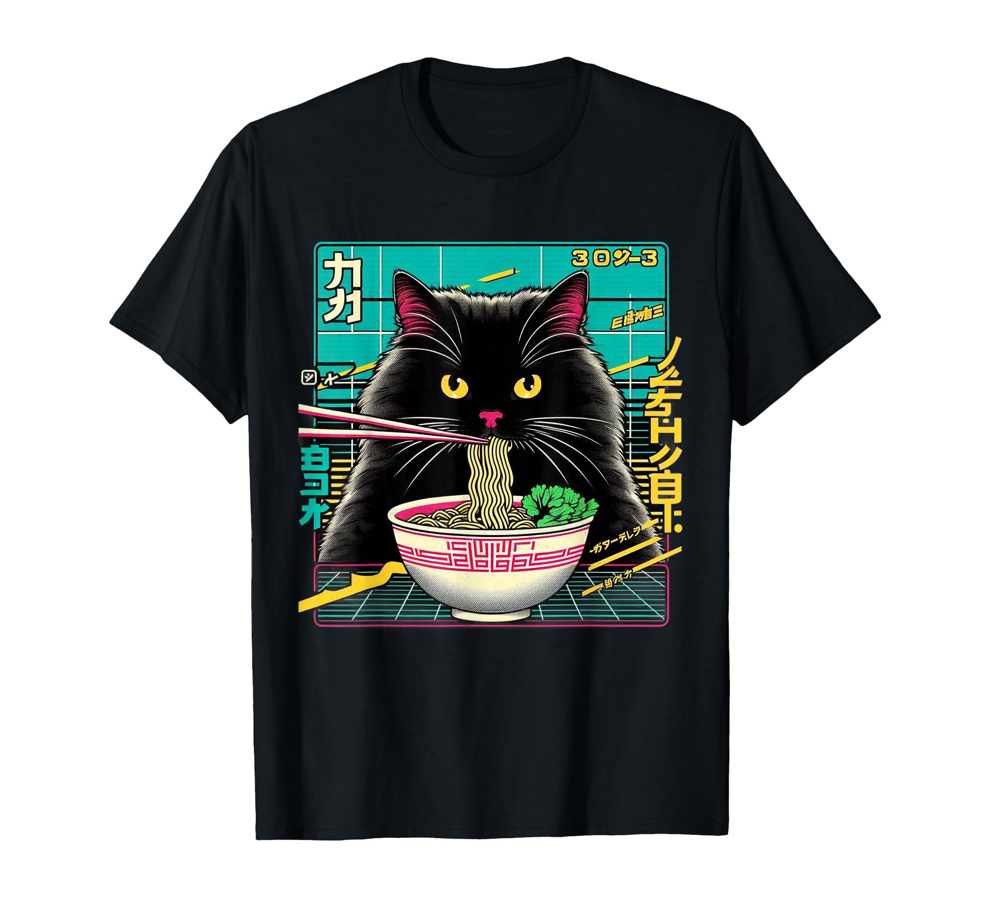 Ramen Cat Vaporwave Japanese T-Shirt - Aesthetic Graphic Men Women - T-Shirt, Sweatshirt, Hoodie