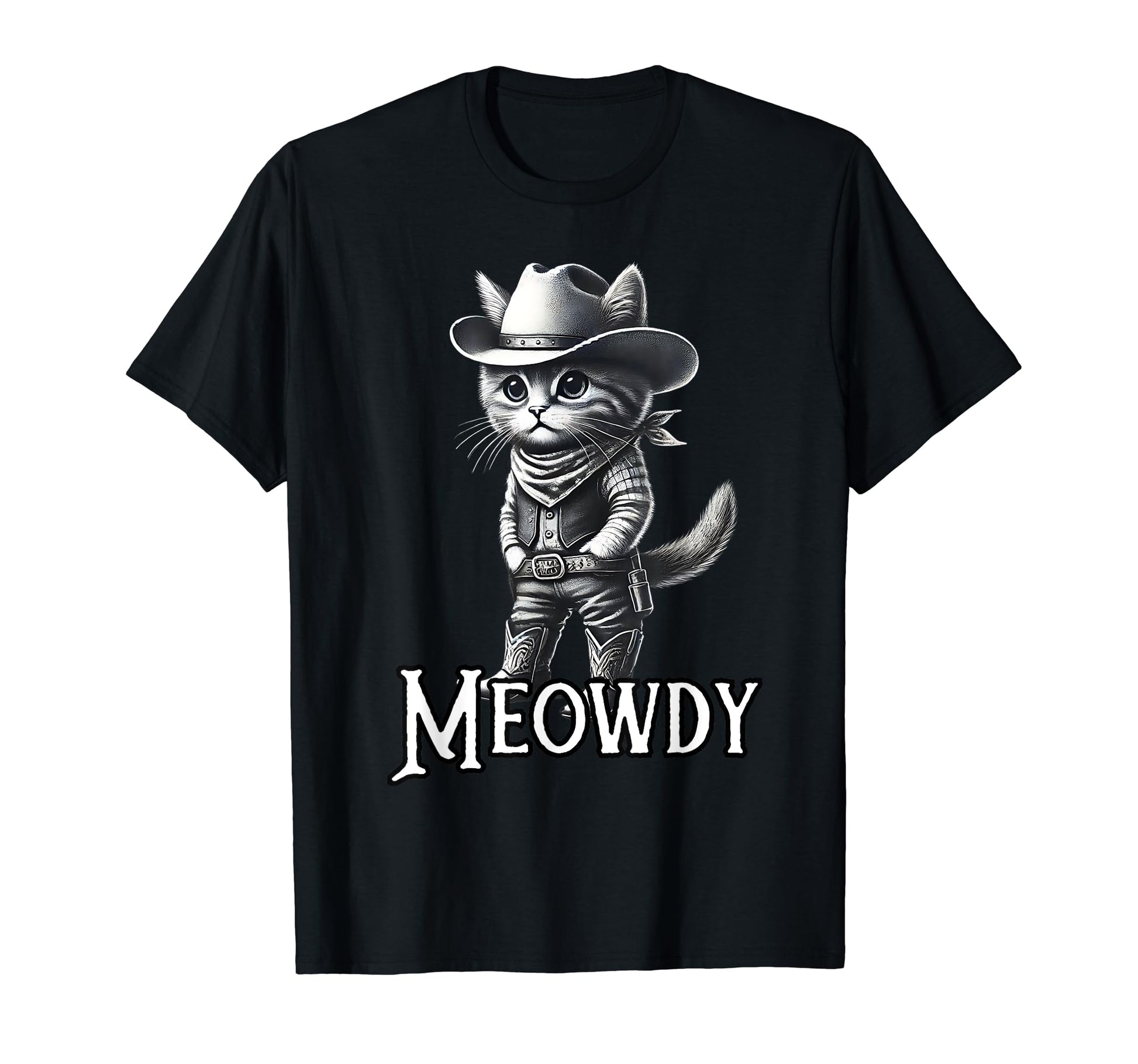 Meowdy Funny Cat Wearing Cowboy Hat T-Shirt - Trendy Graphic Unisex - T-Shirt, Sweatshirt, Hoodie