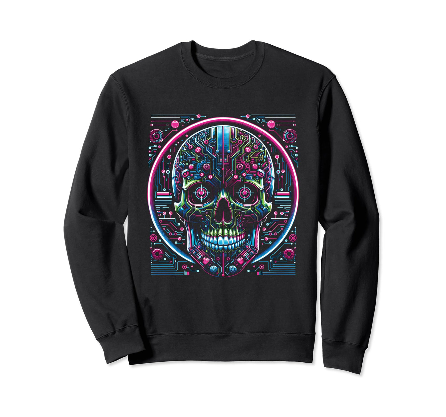 Vaporwave Skull Cyberpunk 80S 90S Sweatshirt - Minimalist Print Men Women - T-Shirt, Sweatshirt, Hoodie