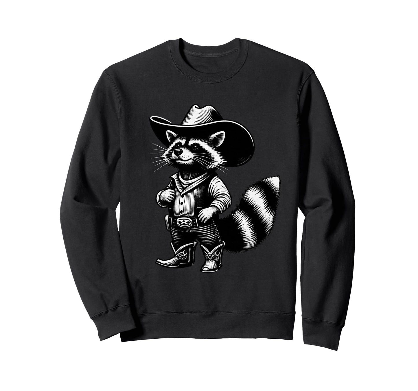 Raccoon Cowboy Western Rodeo Sweatshirt - Streetwear Style for Adults - T-Shirt, Sweatshirt, Hoodie