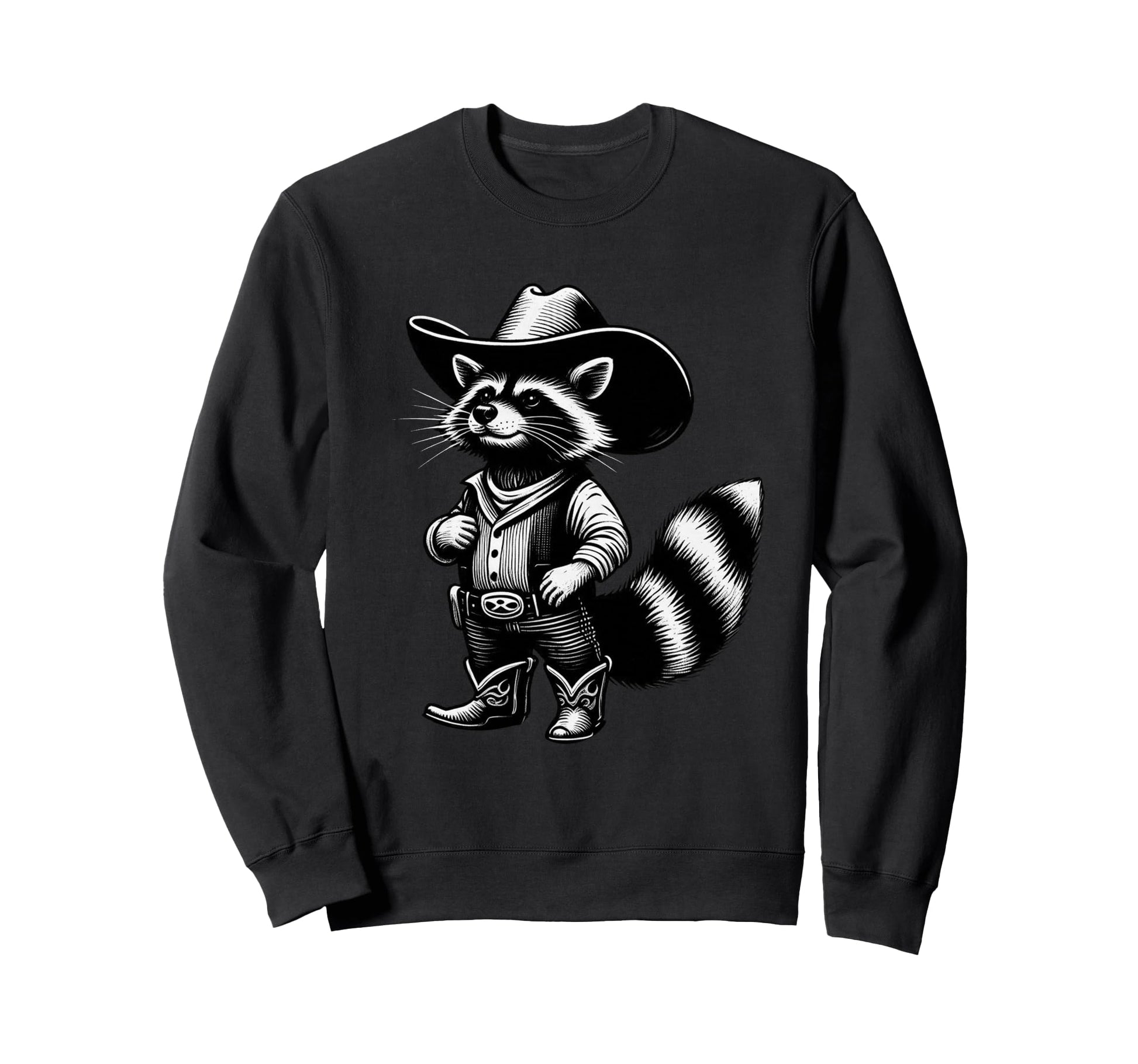 Raccoon Cowboy Western Rodeo Sweatshirt - Streetwear Style for Adults - T-Shirt, Sweatshirt, Hoodie