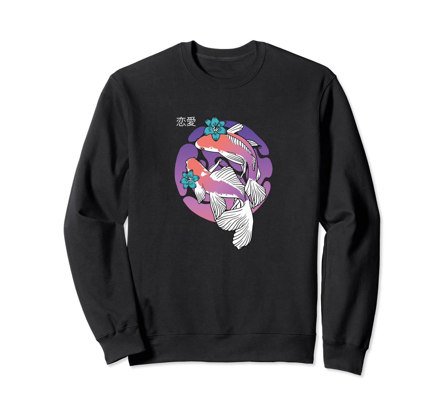 Vaporwave Aesthetic Koi Fish Yin And Sweatshirt - Aesthetic Graphic Unisex - T-Shirt, Sweatshirt, Hoodie