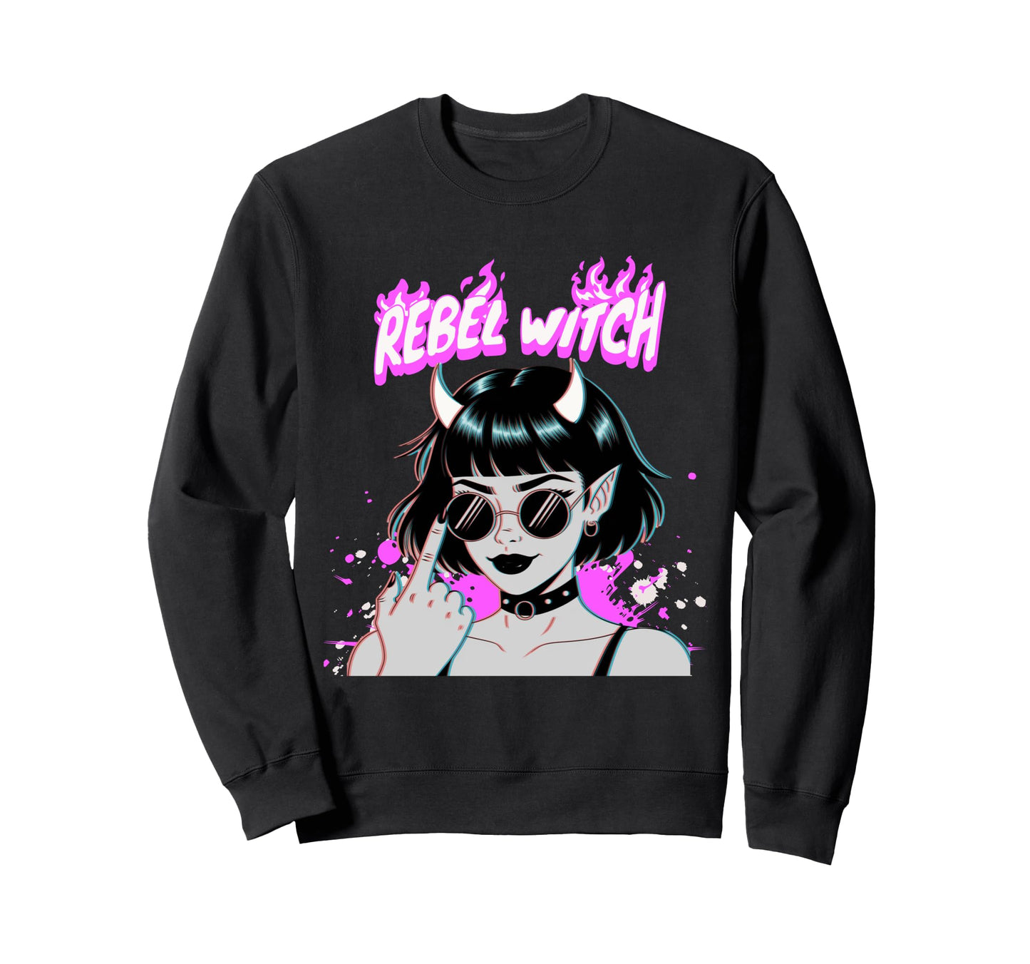 Demon Rebel Witch Vaporwave Sweatshirt - Novelty Apparel Men Women - T-Shirt, Sweatshirt, Hoodie