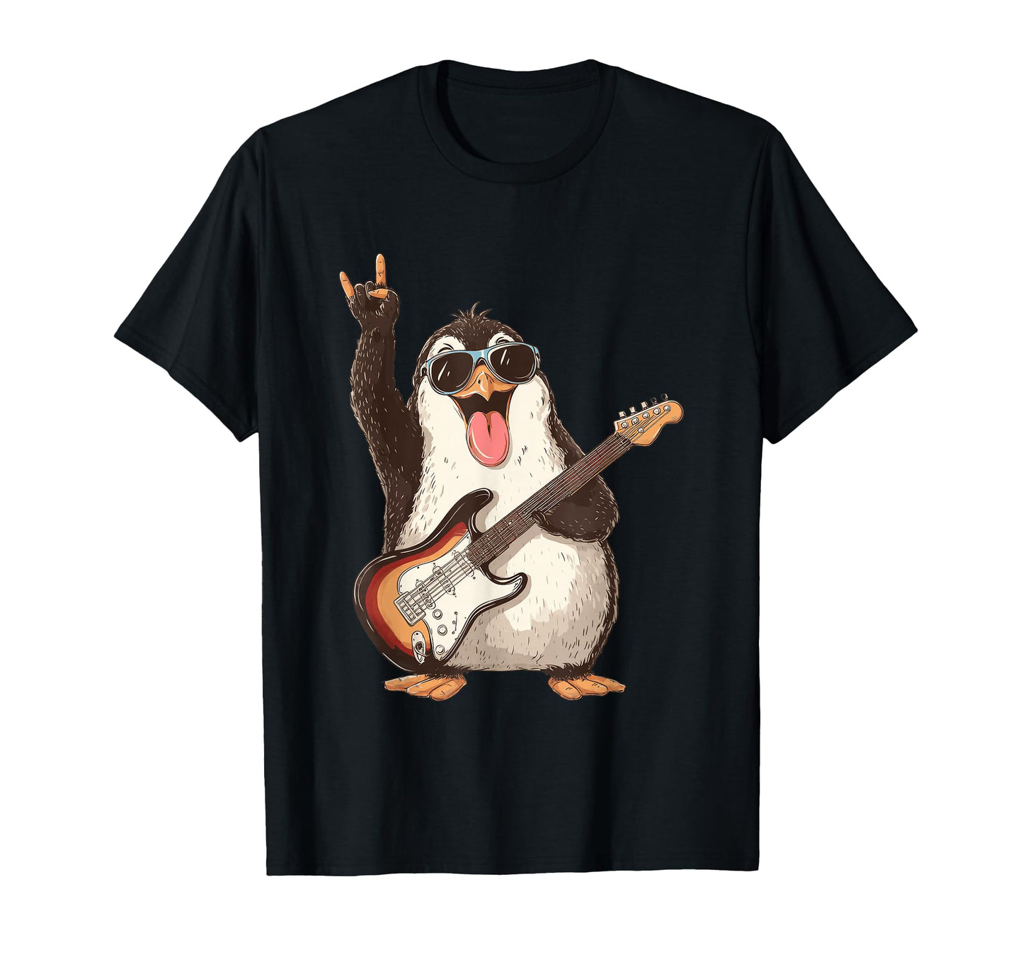Rockstar Penguin Sunglasses Electric T-Shirt - Aesthetic Graphic Men Women - T-Shirt, Sweatshirt, Hoodie