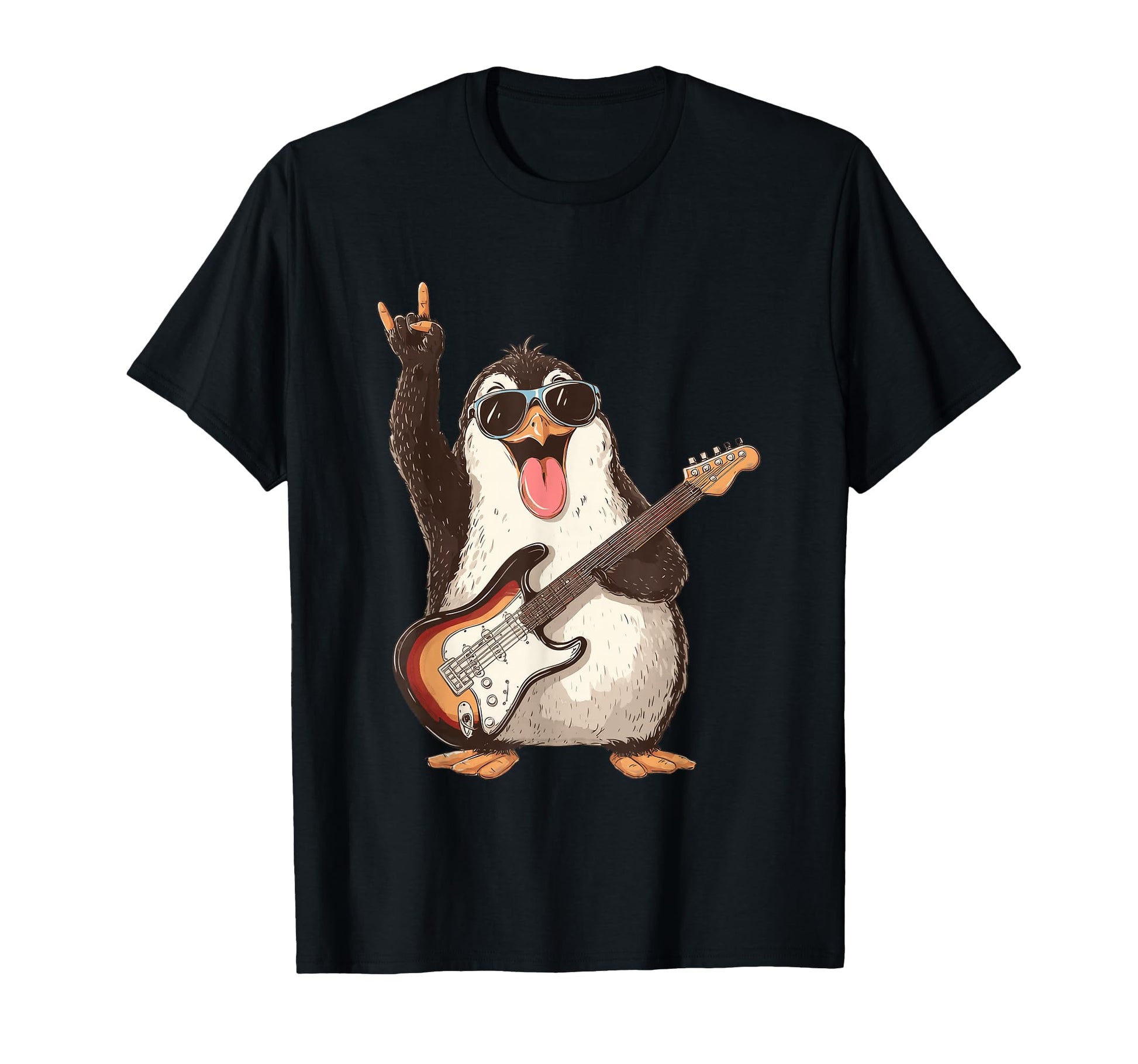 Rockstar Penguin Sunglasses Electric T-Shirt - Aesthetic Graphic Men Women - T-Shirt, Sweatshirt, Hoodie
