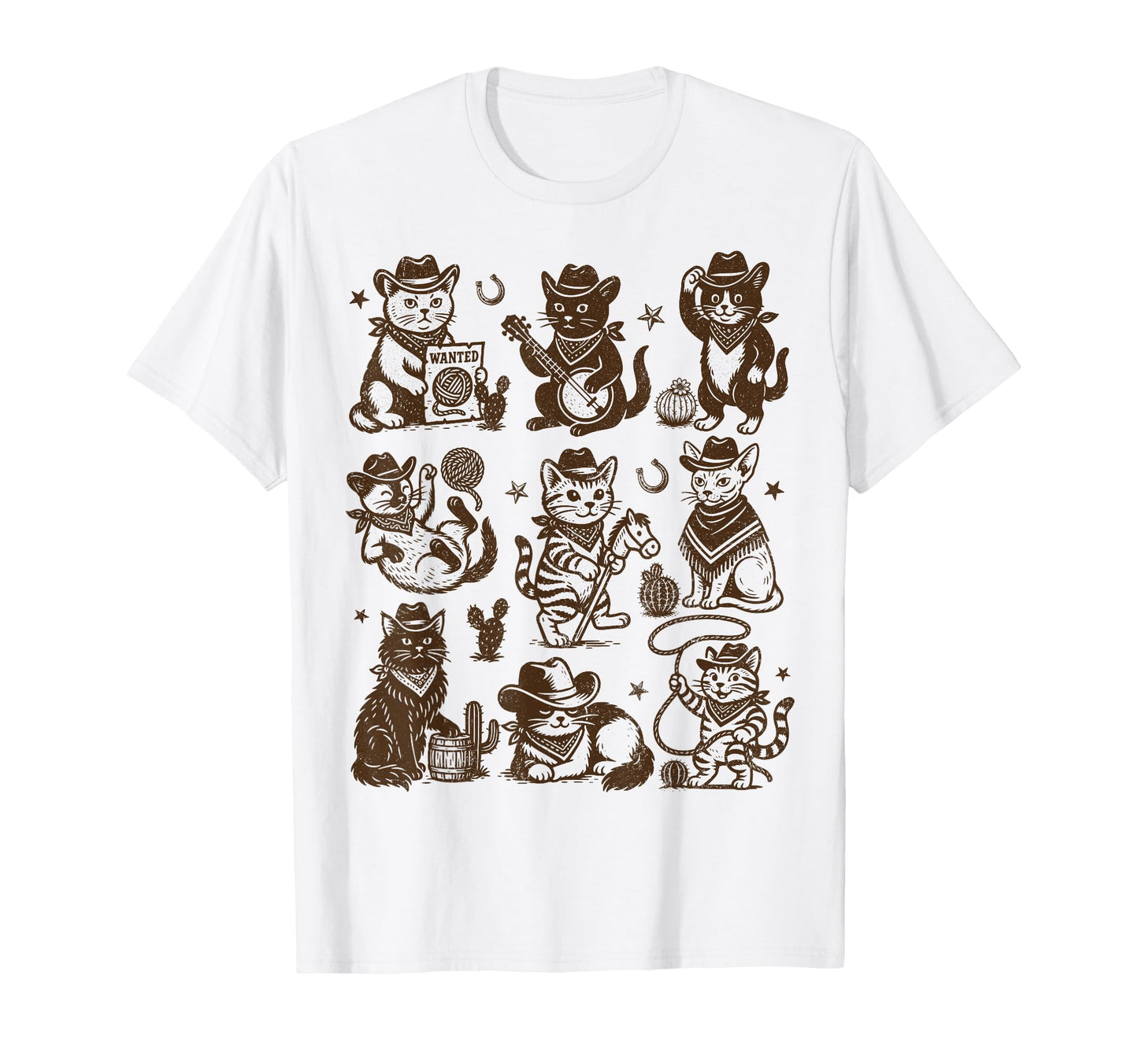 Silly Cat Cowboys Funny Cat Cowboy T-Shirt - Trendy Graphic for Adults - T-Shirt, Sweatshirt, Hoodie