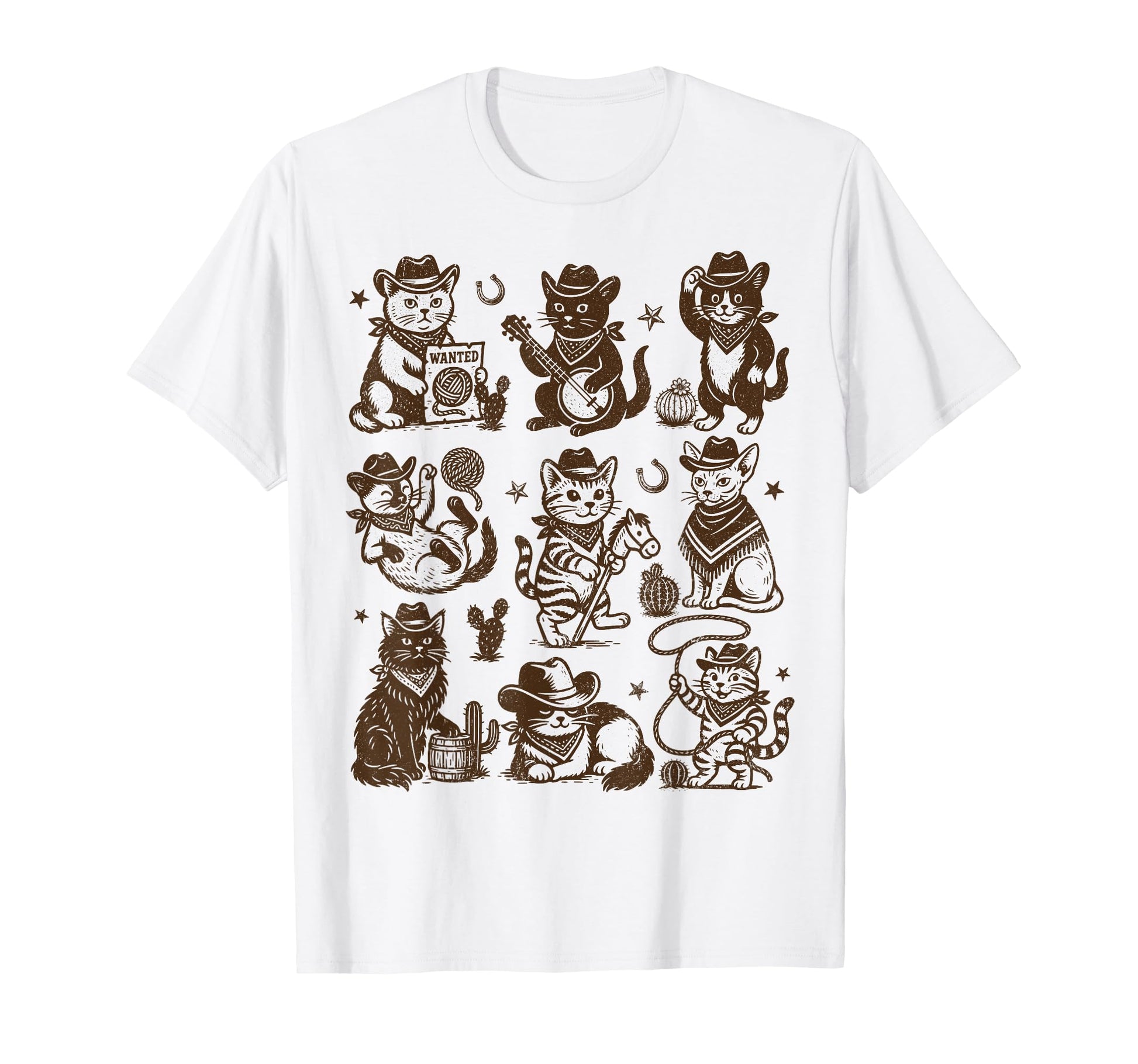 Silly Cat Cowboys Funny Cat Cowboy T-Shirt - Trendy Graphic for Adults - T-Shirt, Sweatshirt, Hoodie