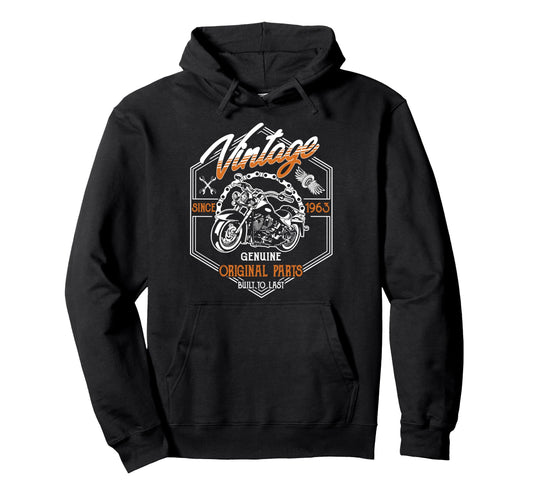Birthday 1963 Gift Motorcycle 62 Hoodie - Casual Everyday Wear for Adults - T-Shirt, Sweatshirt, Hoodie