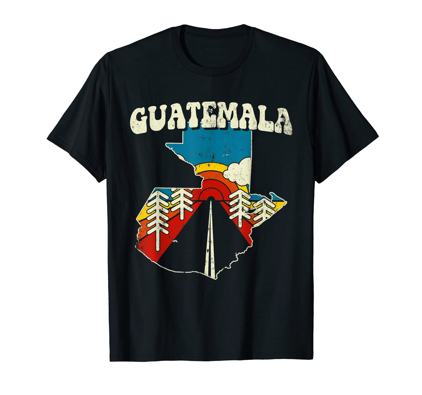 Guatemala Guatemalan Country Rainbow 70S T-Shirt - Minimalist Print Unisex - T-Shirt, Sweatshirt, Hoodie