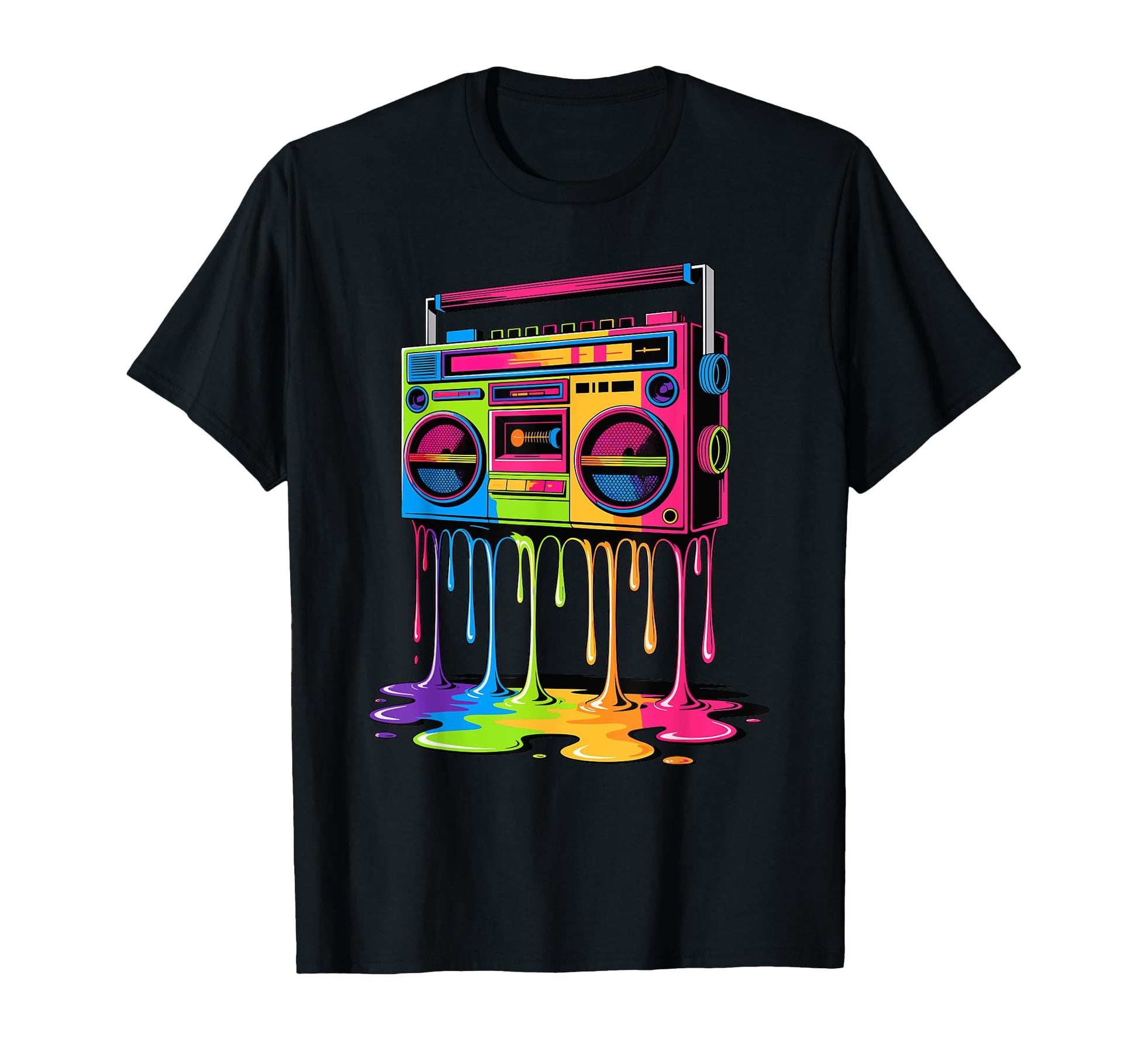 Dripping Paint Boombox Old T-Shirt - Casual Everyday Wear for Adults - T-Shirt, Sweatshirt, Hoodie