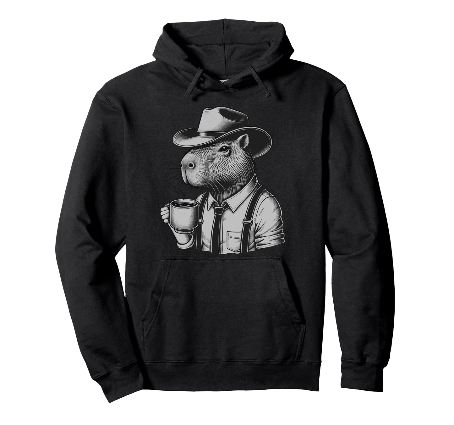 Capybara Coffee Cowboy Western Rodent Hoodie - Custom Art Print Unisex - T-Shirt, Sweatshirt, Hoodie
