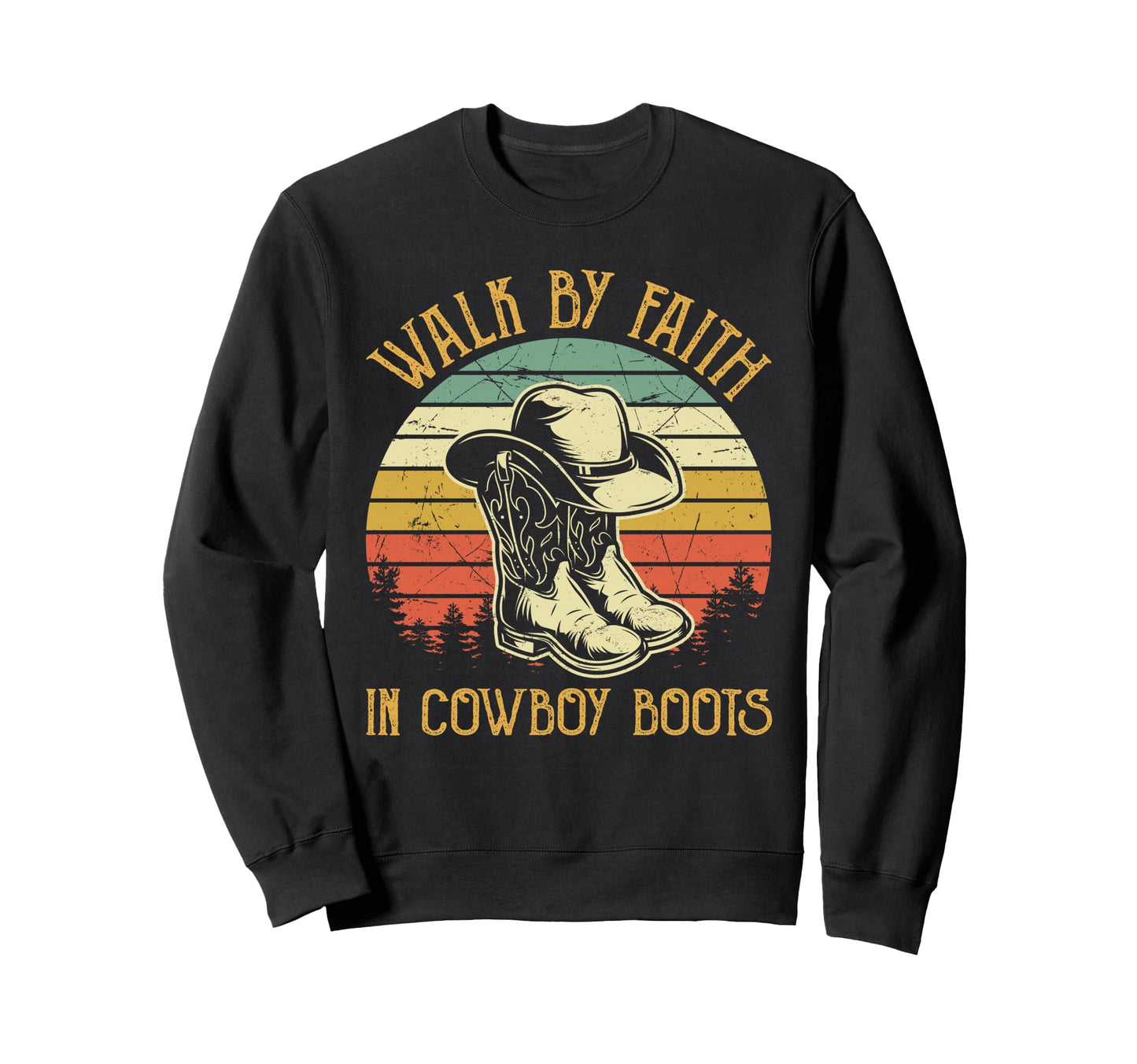Christian Walk Faith Cowboy Boots Sweatshirt - Custom Art Print for Adults - T-Shirt, Sweatshirt, Hoodie