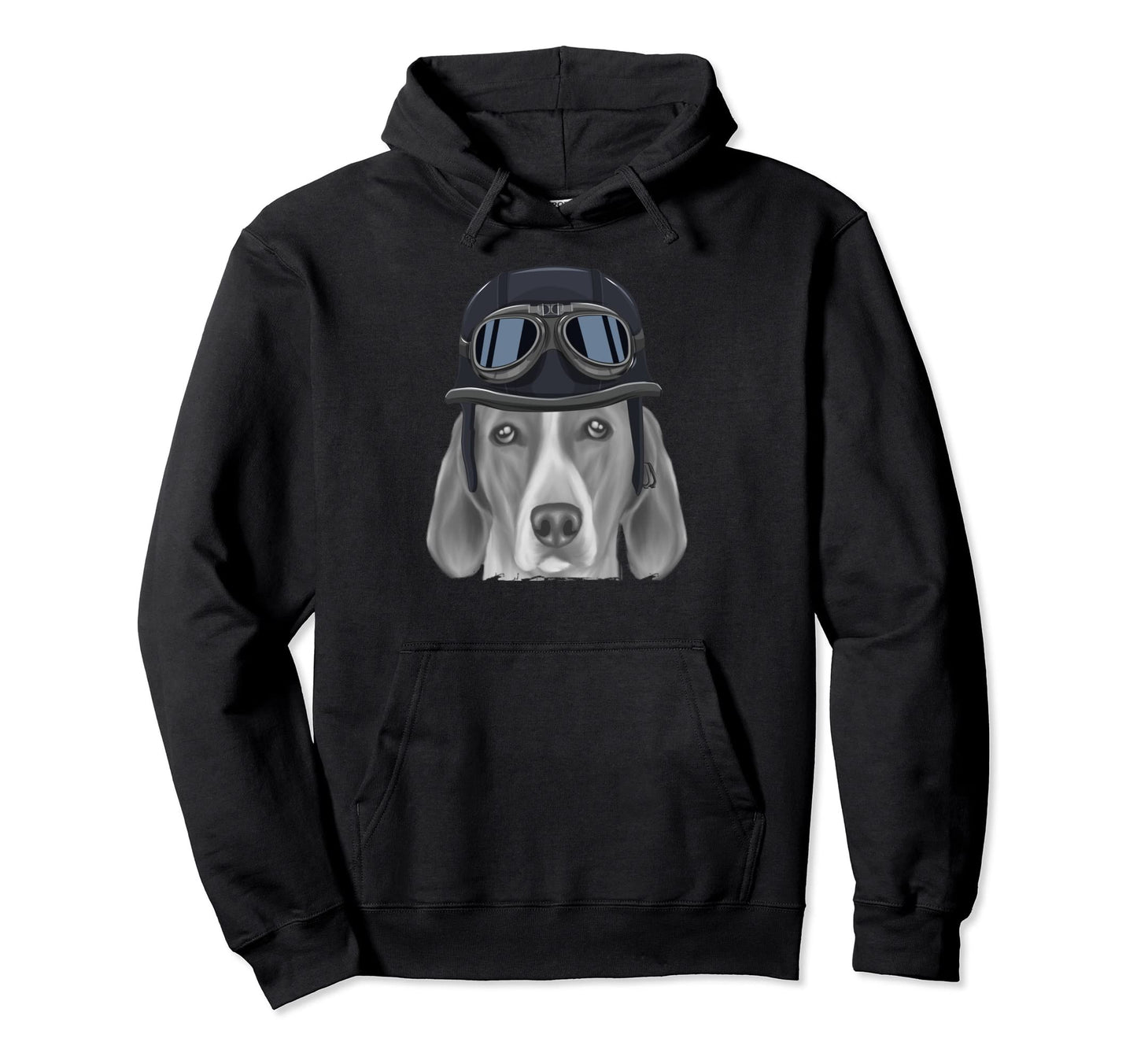 English Foxhound Wearing Motorcycle Helmet Hoodie - Custom Art Print Unisex - T-Shirt, Sweatshirt, Hoodie