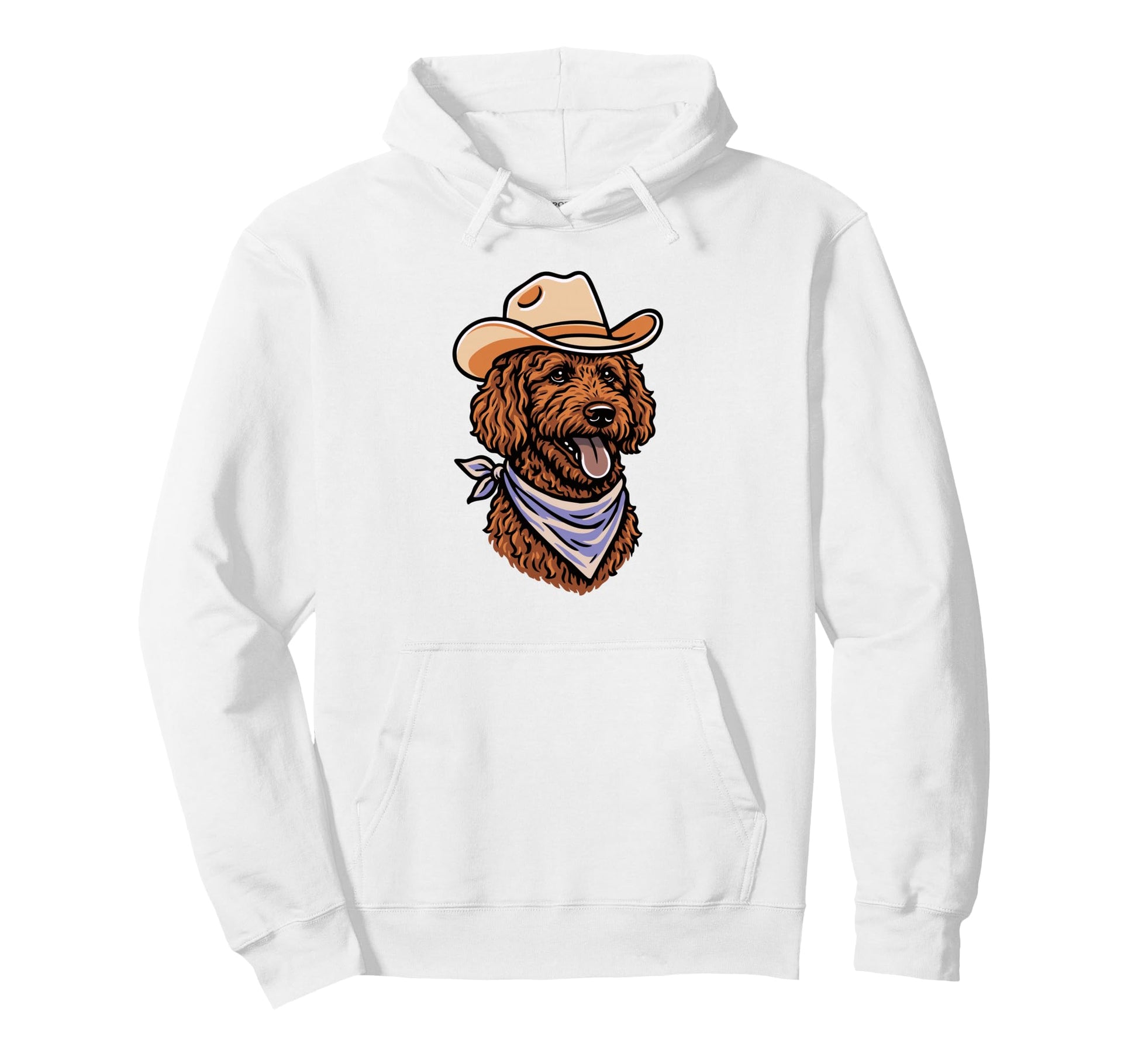 Funny Cowboy Labradoodle Drawing Hoodie - Unique Graphic for Adults - T-Shirt, Sweatshirt, Hoodie