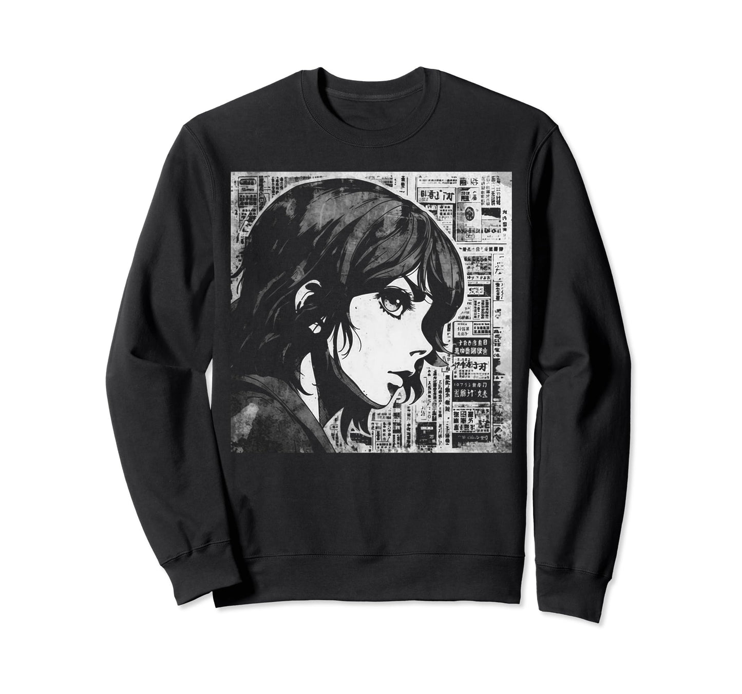 Grunge Sad Anime Manga Goth Sweatshirt - Unique Graphic for Adults - T-Shirt, Sweatshirt, Hoodie