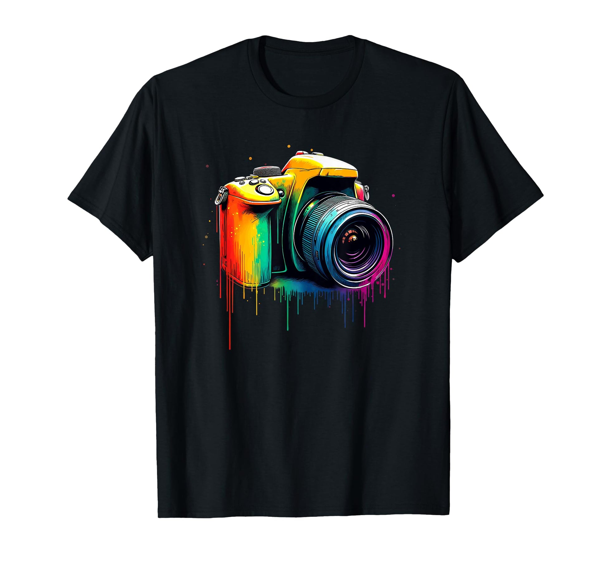 Photography Colorful Camera Dripping T-Shirt - Aesthetic Graphic Unisex - T-Shirt, Sweatshirt, Hoodie