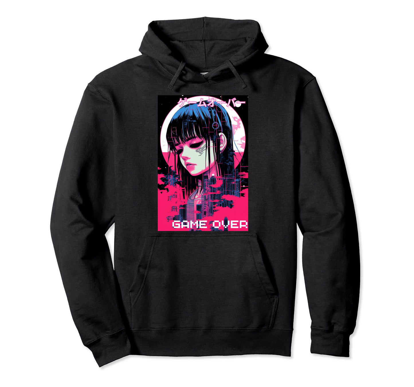 Japanese Vaporwave Sad Anime Indie Hoodie - Fun Novelty Design for Adults - T-Shirt, Sweatshirt, Hoodie