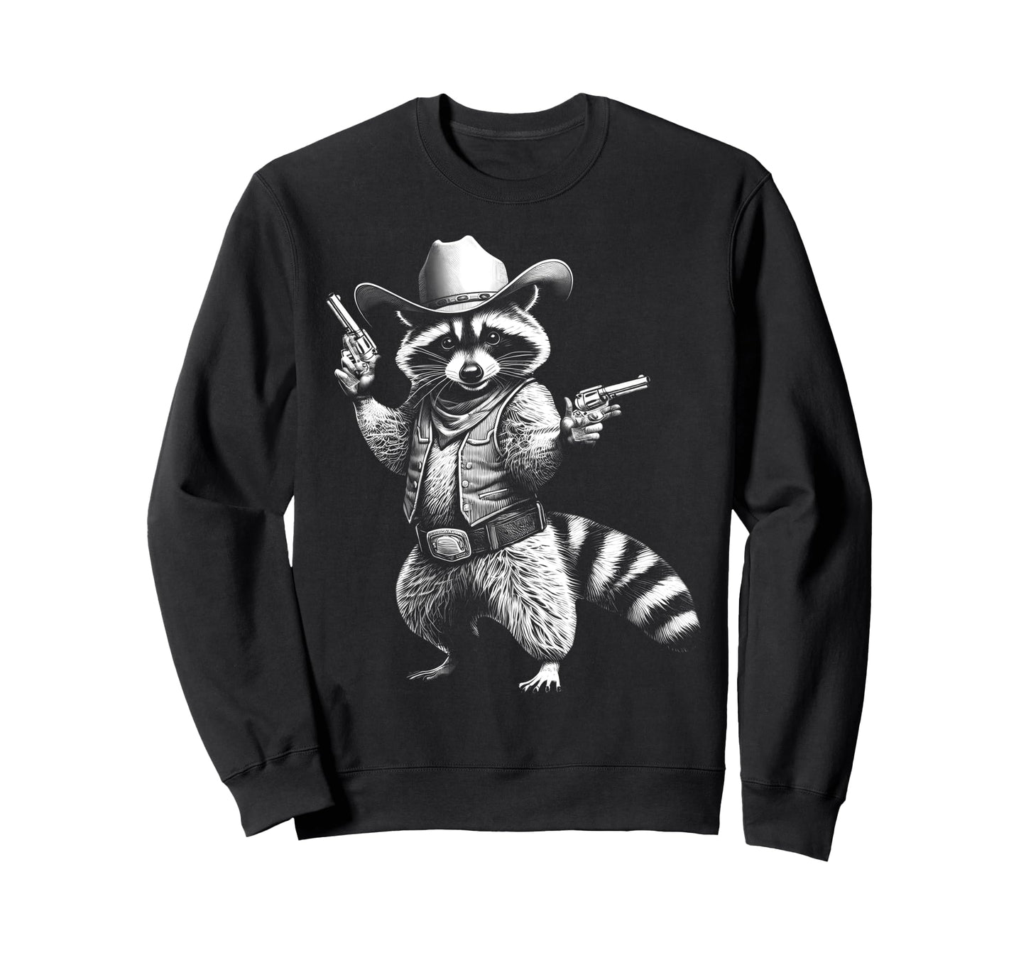 Cowboy Raccoon Raccoon Funny Sweatshirt - Unique Graphic for Adults - T-Shirt, Sweatshirt, Hoodie