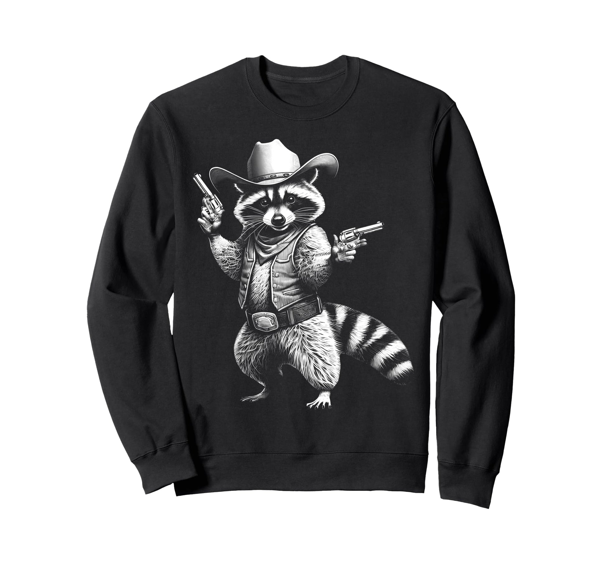 Cowboy Raccoon Raccoon Funny Sweatshirt - Unique Graphic for Adults - T-Shirt, Sweatshirt, Hoodie