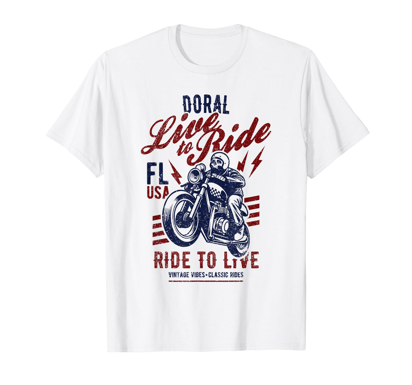 Doral Florida Usa Motorcycle Skull Rider T-Shirt - Unique Graphic Men Women - T-Shirt, Sweatshirt, Hoodie