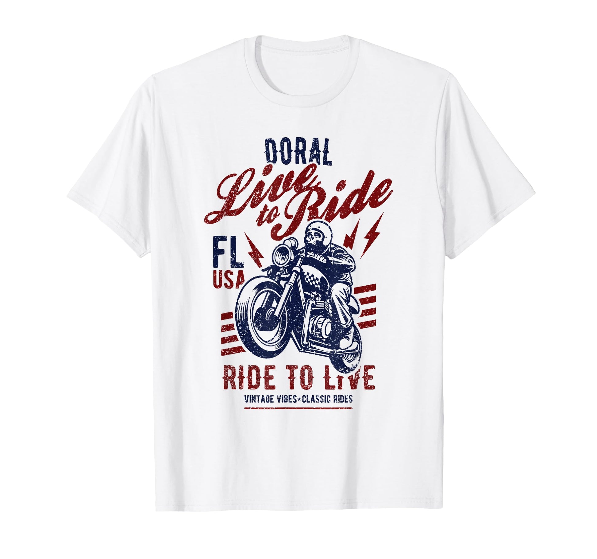 Doral Florida Usa Motorcycle Skull Rider T-Shirt - Unique Graphic Men Women - T-Shirt, Sweatshirt, Hoodie