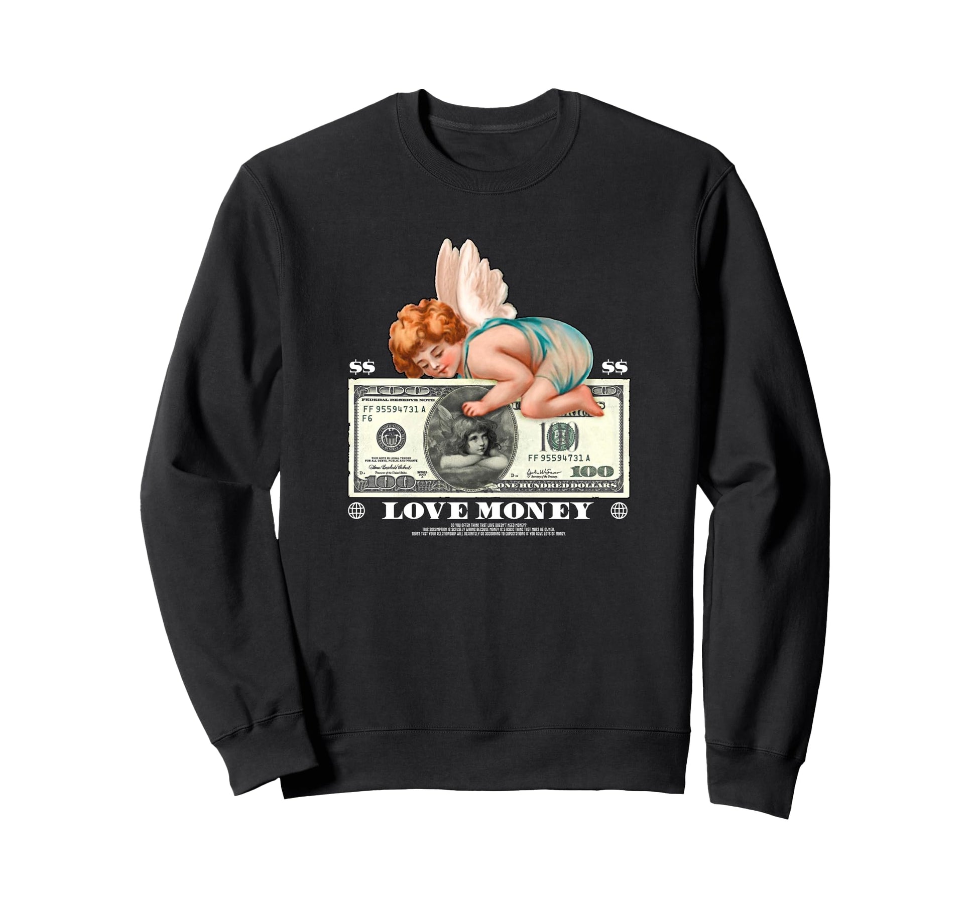 Love Money Angel Aesthetic Edgy Sweatshirt - Trendy Graphic for Adults - T-Shirt, Sweatshirt, Hoodie