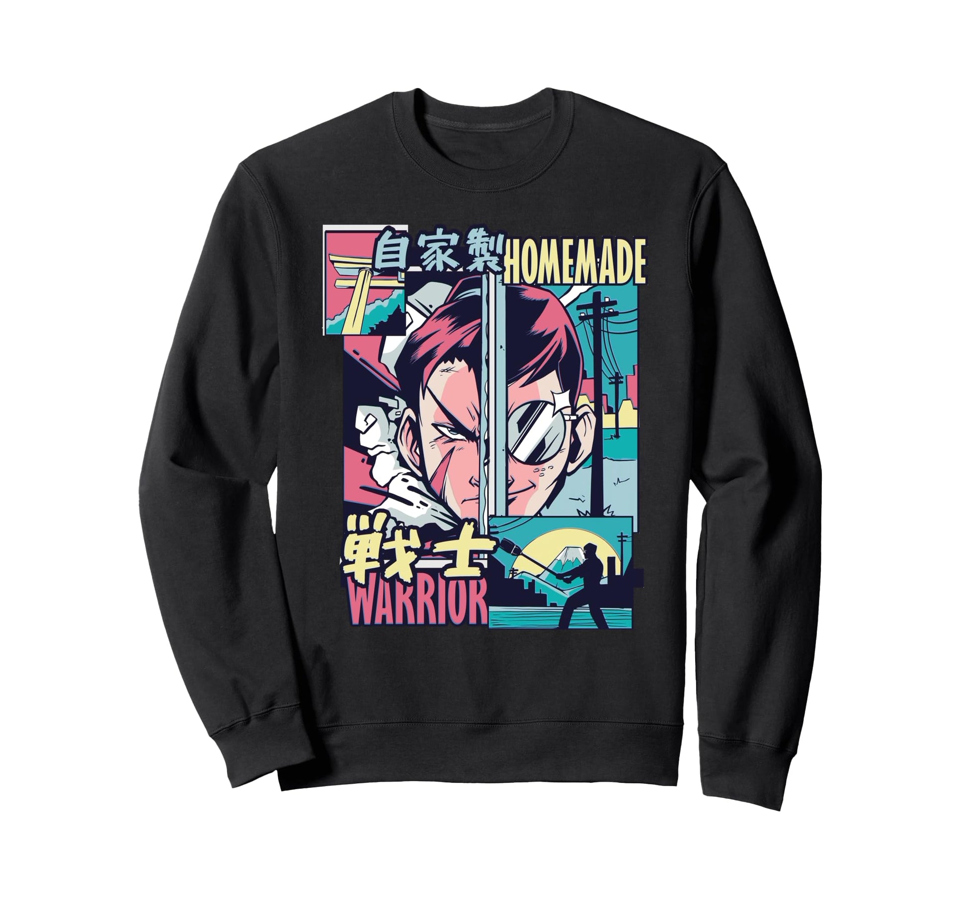 Homemade Warrior Manga Samurai Sweatshirt - Casual Everyday Wear Men Women - T-Shirt, Sweatshirt, Hoodie